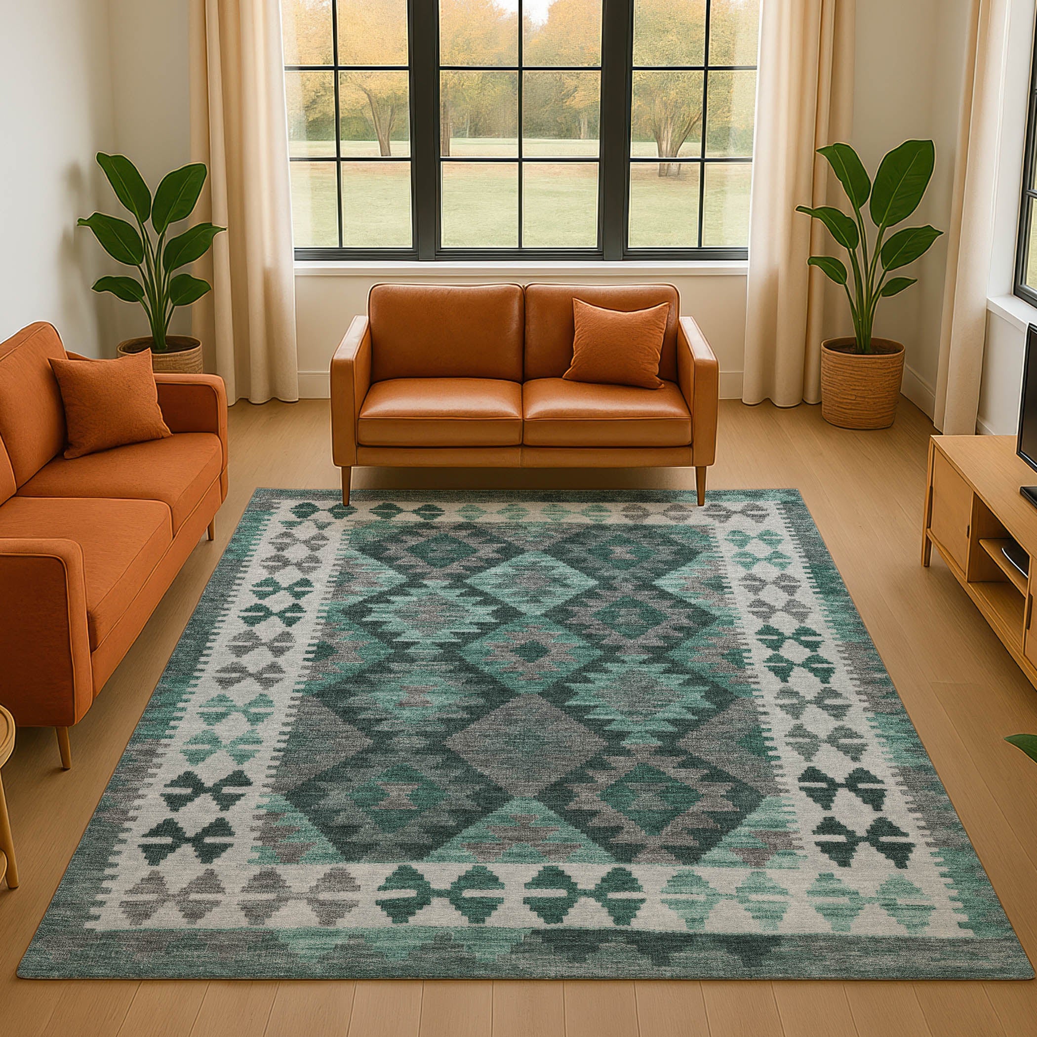 Chiang Mai Machine Washable Transitional Seafoam Blue Rug 2'6" x 3'10" #shape_Rectangle