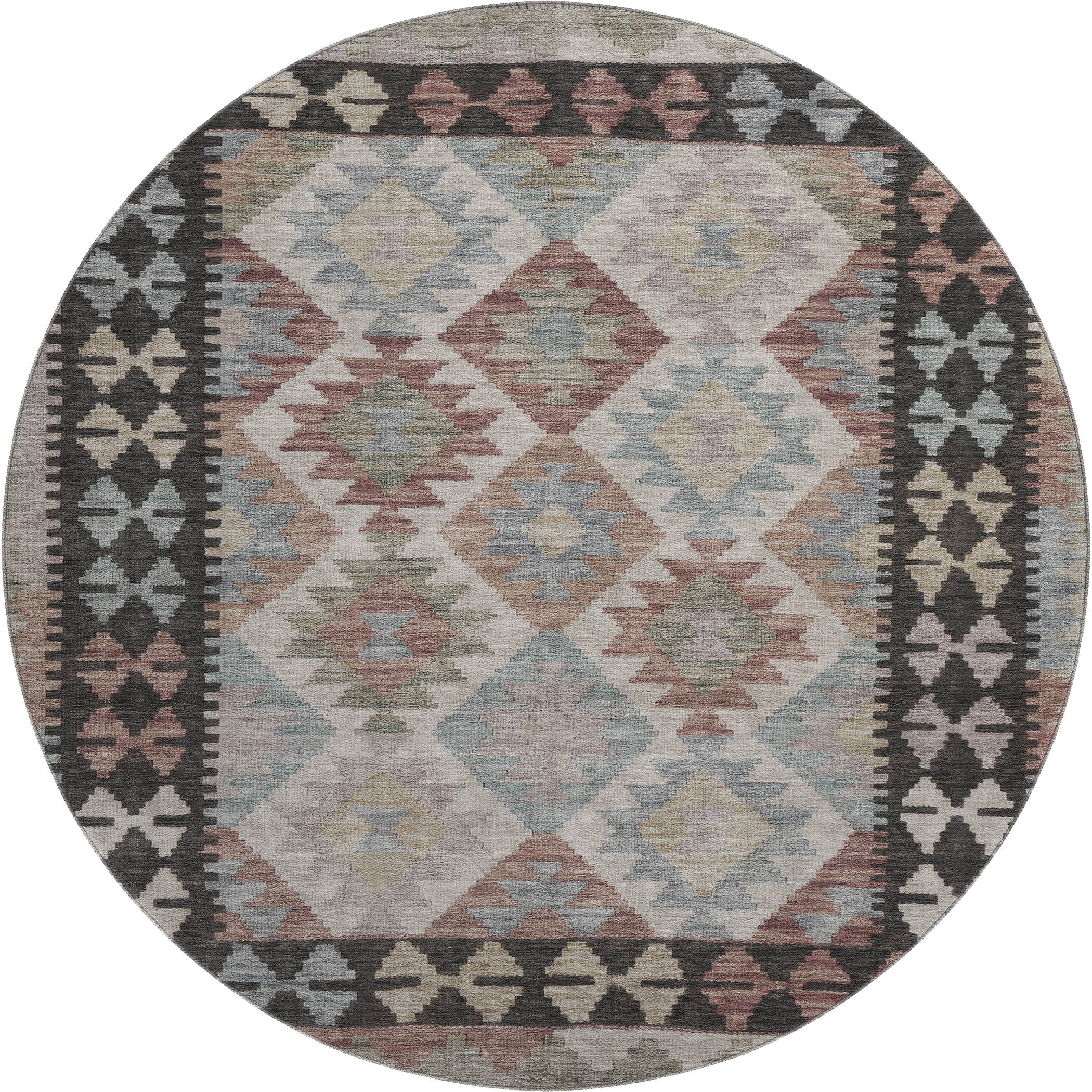Chiang Mai Machine Washable Transitional Taupe Brown Rug 8' x 8' #shape_Round