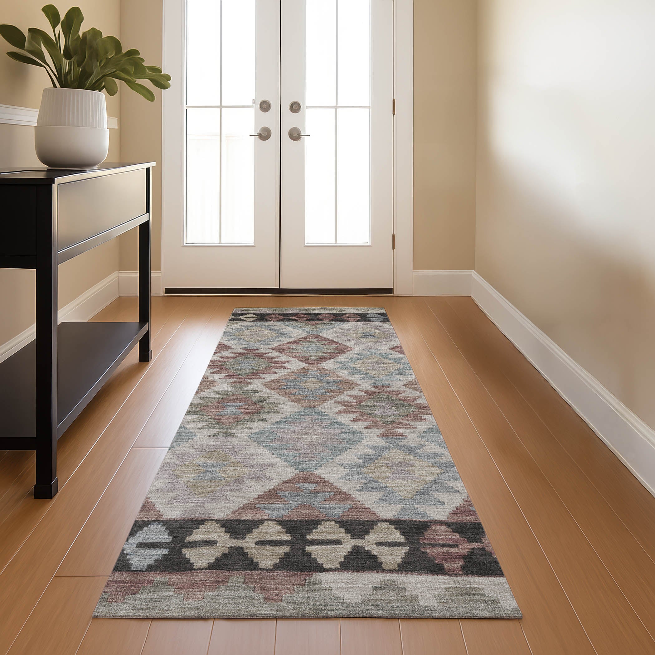 Chiang Mai Machine Washable Transitional Taupe Brown Rug 2'3" x 7'6" #shape_Runner