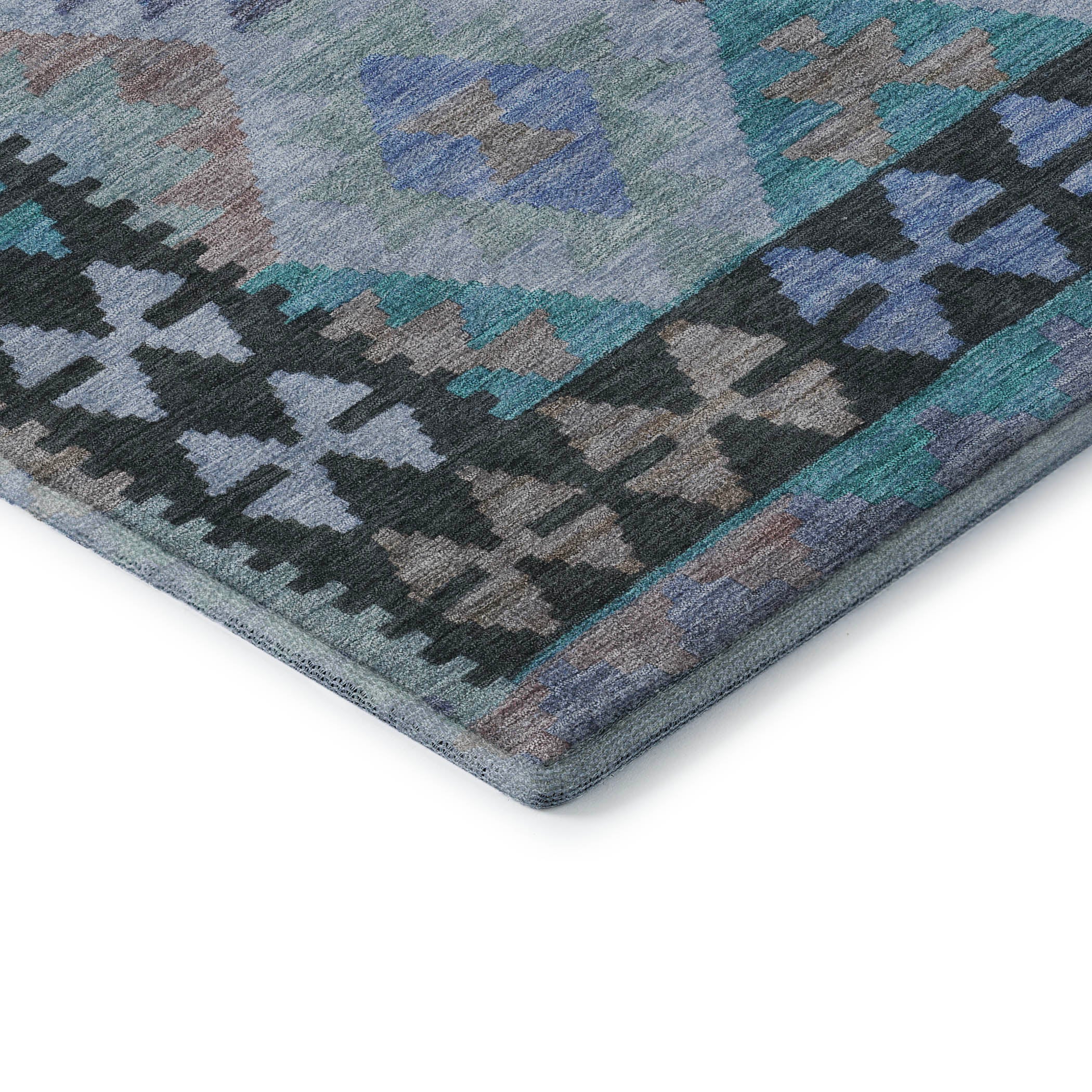 Chiang Mai Machine Washable Transitional Teal Rug 1'8" x 2'6" #shape_Rectangle