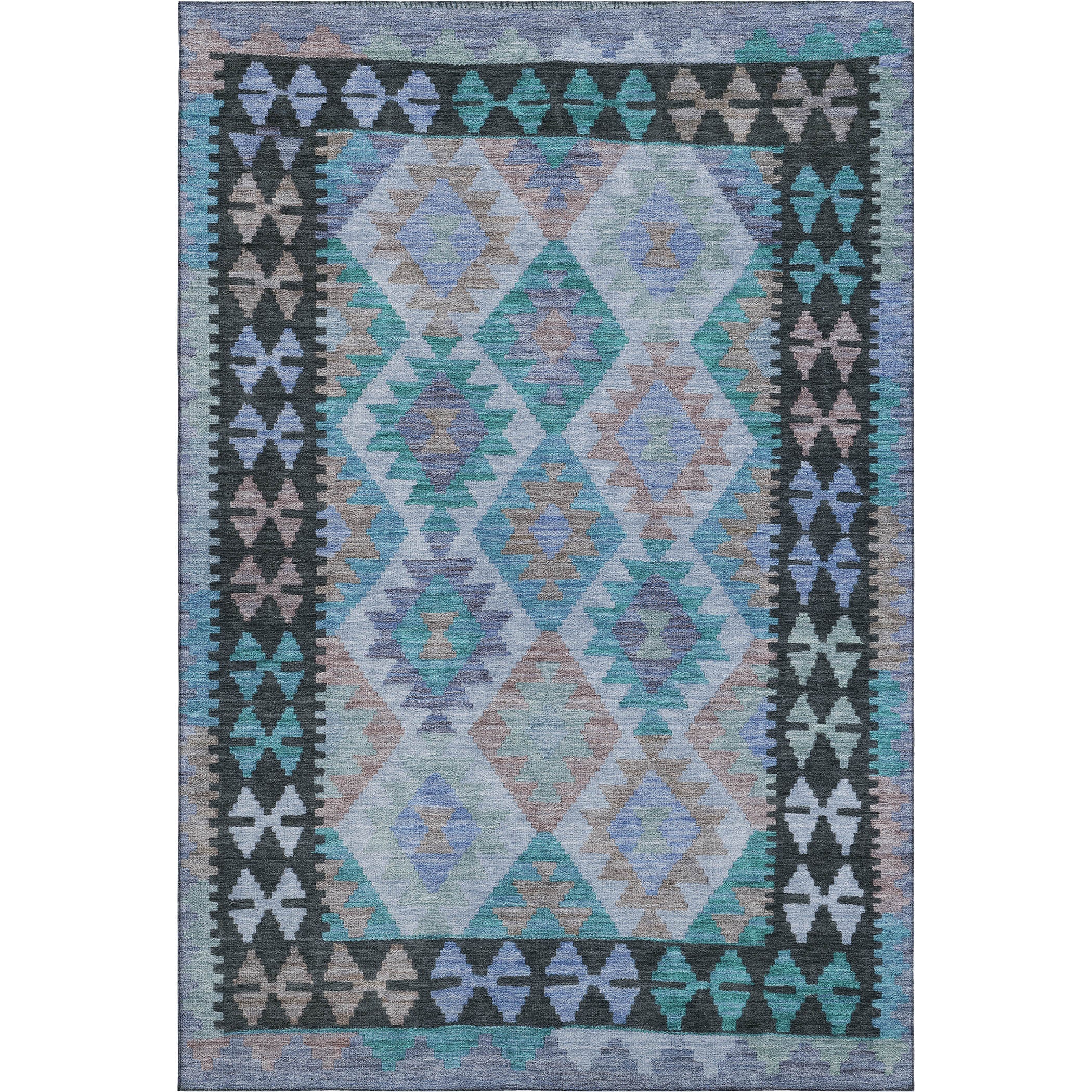 Chiang Mai Machine Washable Transitional Teal Rug 2'6" x 3'10" #shape_Rectangle