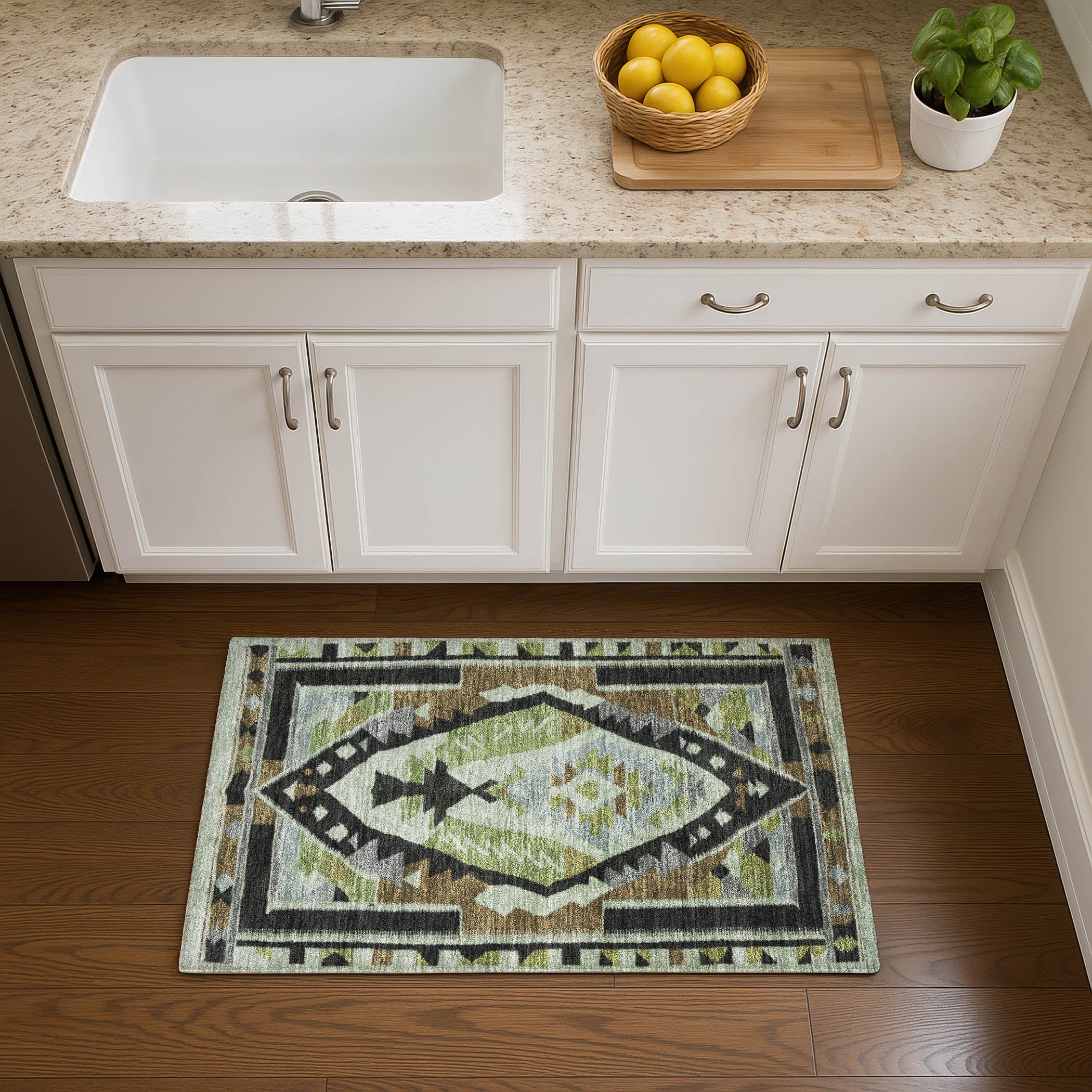 Queenstown Machine Washable Transitional Brown Rug 1'8" x 2'6" #shape_Rectangle
