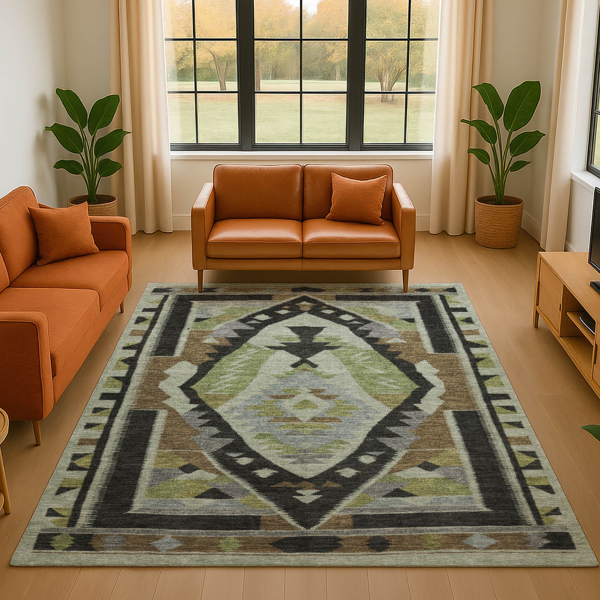 Queenstown Machine Washable Transitional Brown Rug 2'6" x 3'10" #shape_Rectangle