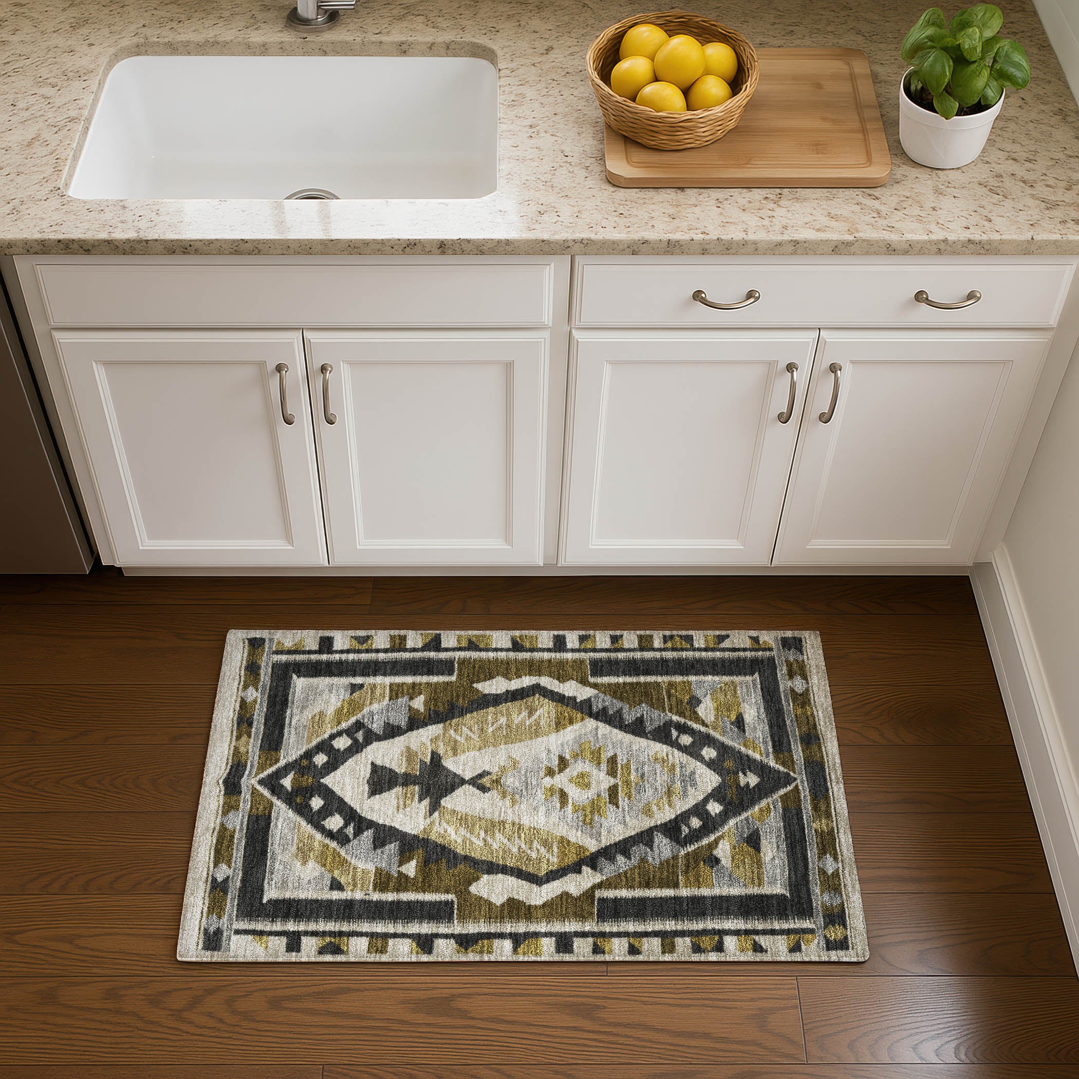 Queenstown Machine Washable Transitional Chocolate Brown Rug 1'8" x 2'6" #shape_Rectangle