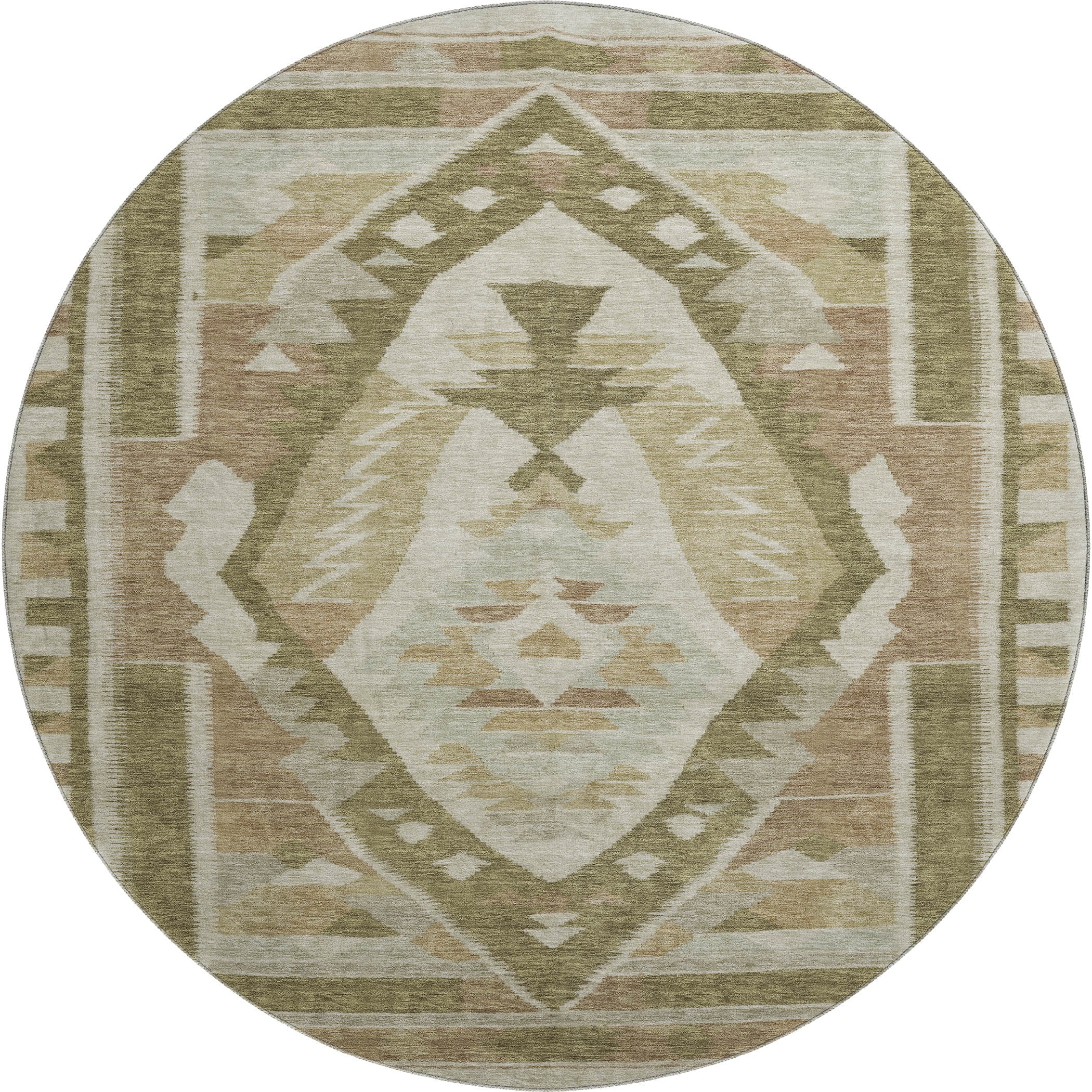 Queenstown Machine Washable Transitional Linen Ivory Rug 8' x 8' #shape_Round