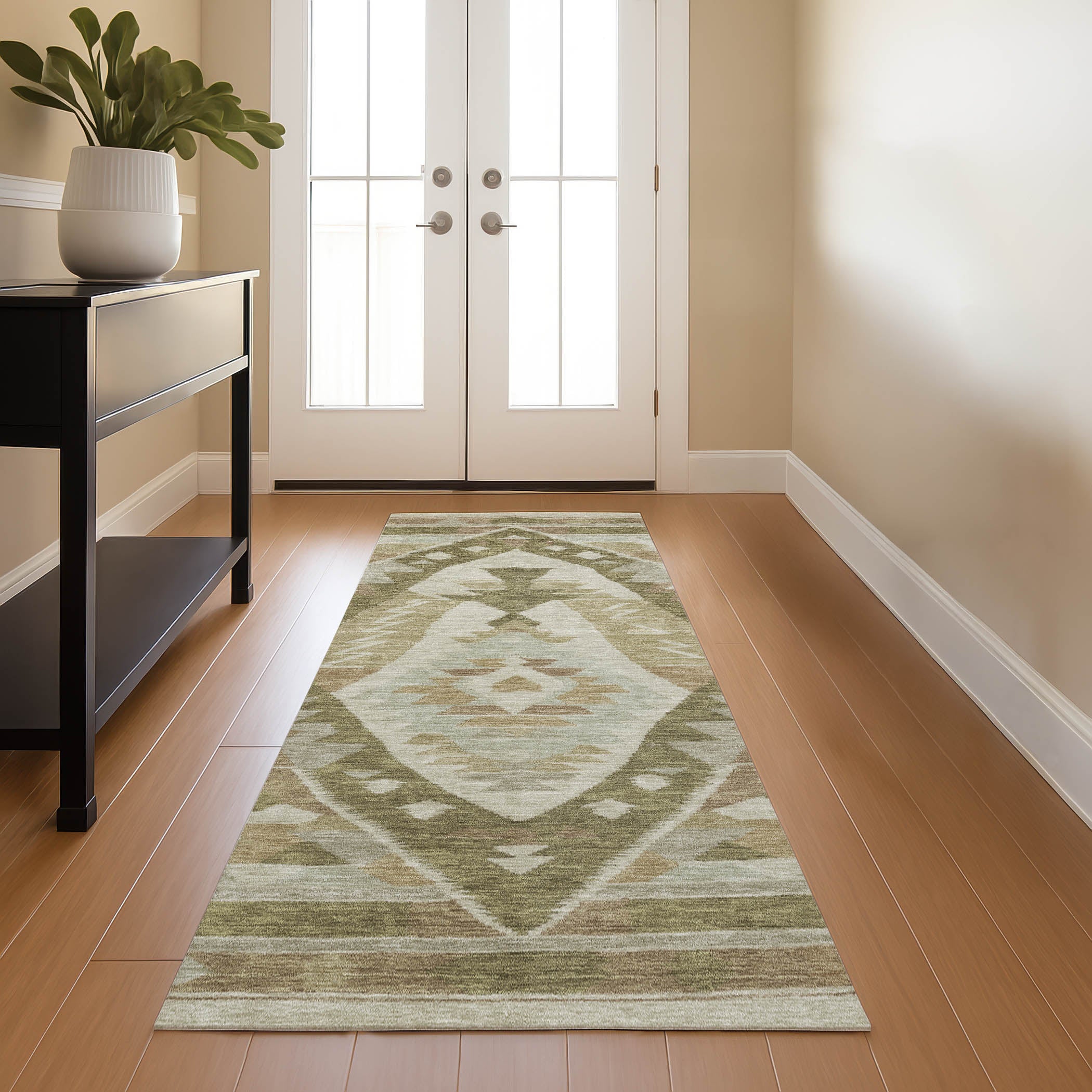 Queenstown Machine Washable Transitional Linen Ivory Rug 2'3" x 7'6" #shape_Runner