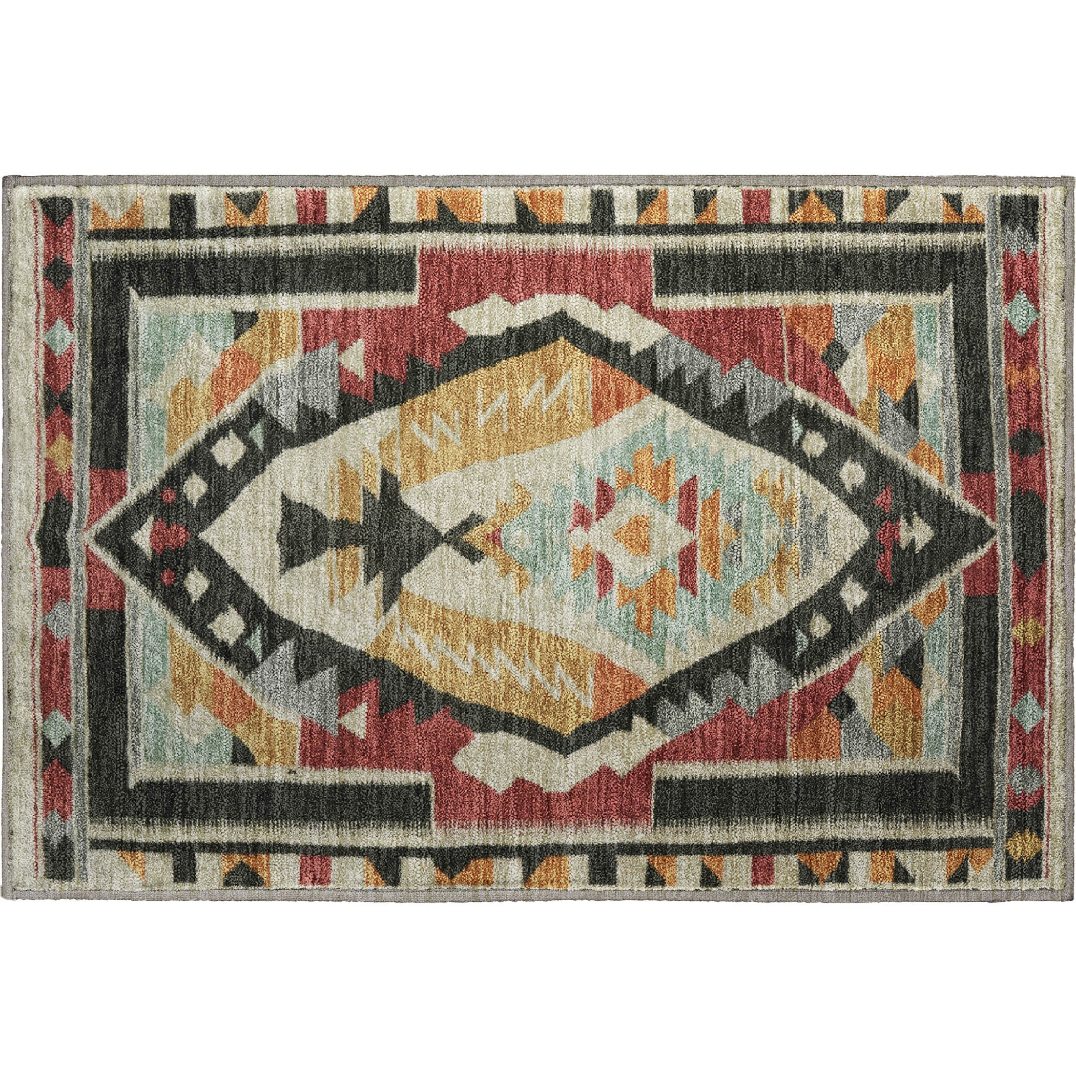 Queenstown Machine Washable Transitional Red Rug 1'8" x 2'6" #shape_Rectangle