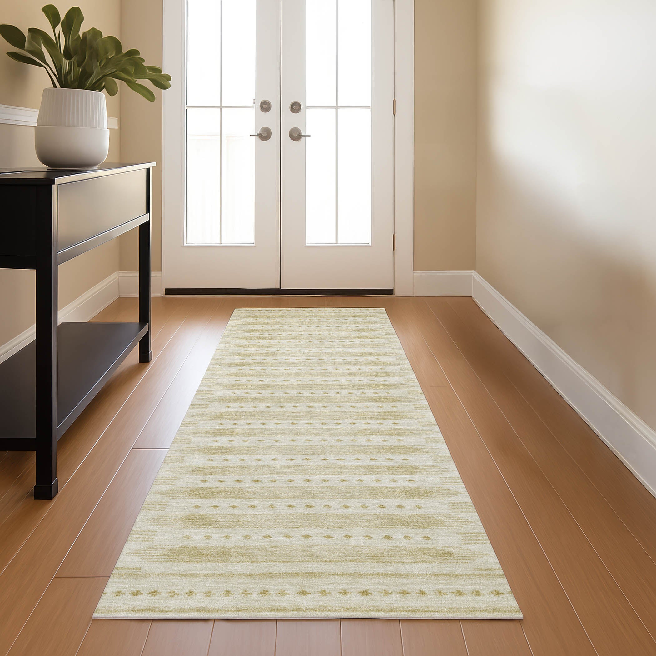 Sintra Machine Washable Transitional Gold Rug 2'3" x 7'6" #shape_Runner