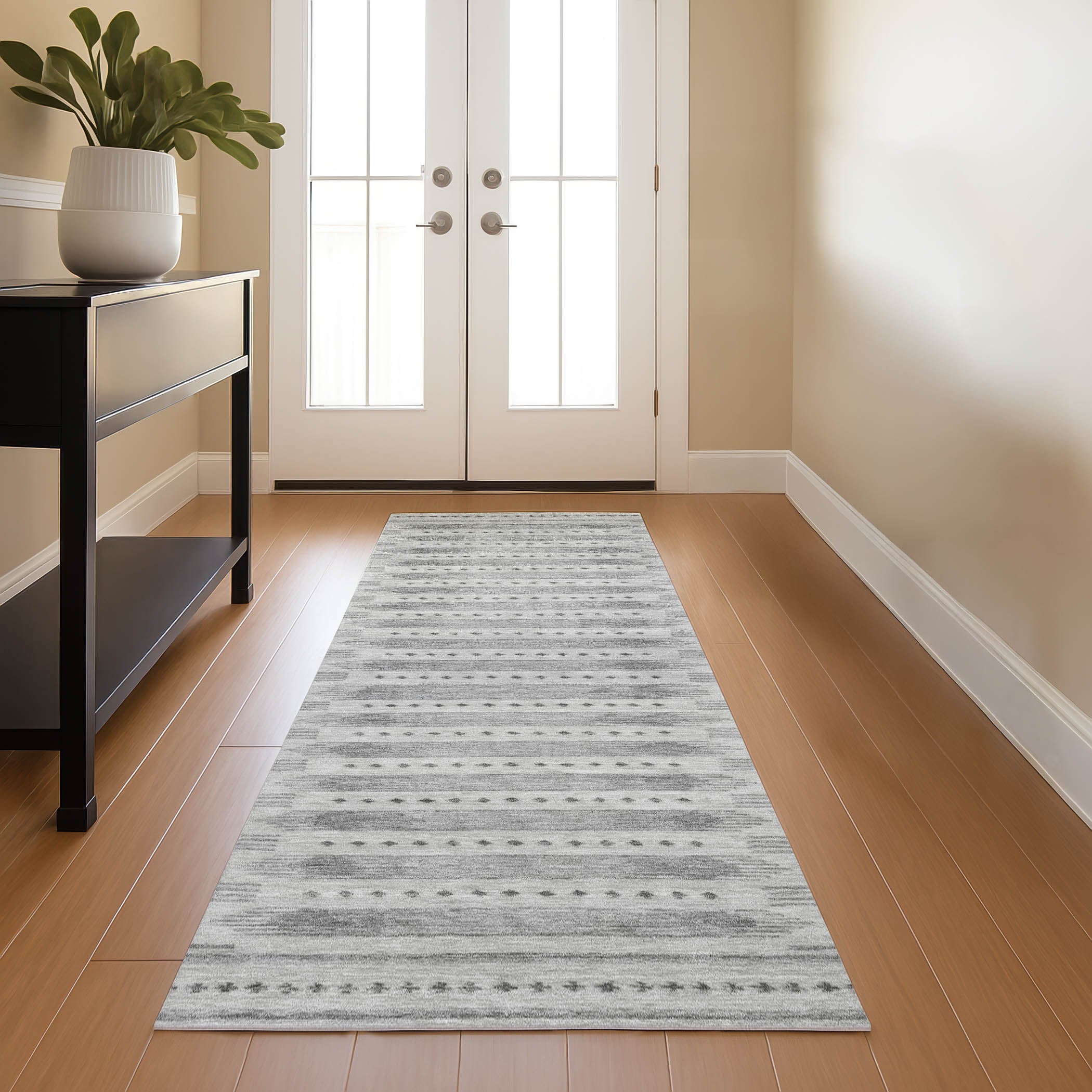 Sintra Machine Washable Transitional Gray Rug 2'3" x 7'6" #shape_Runner