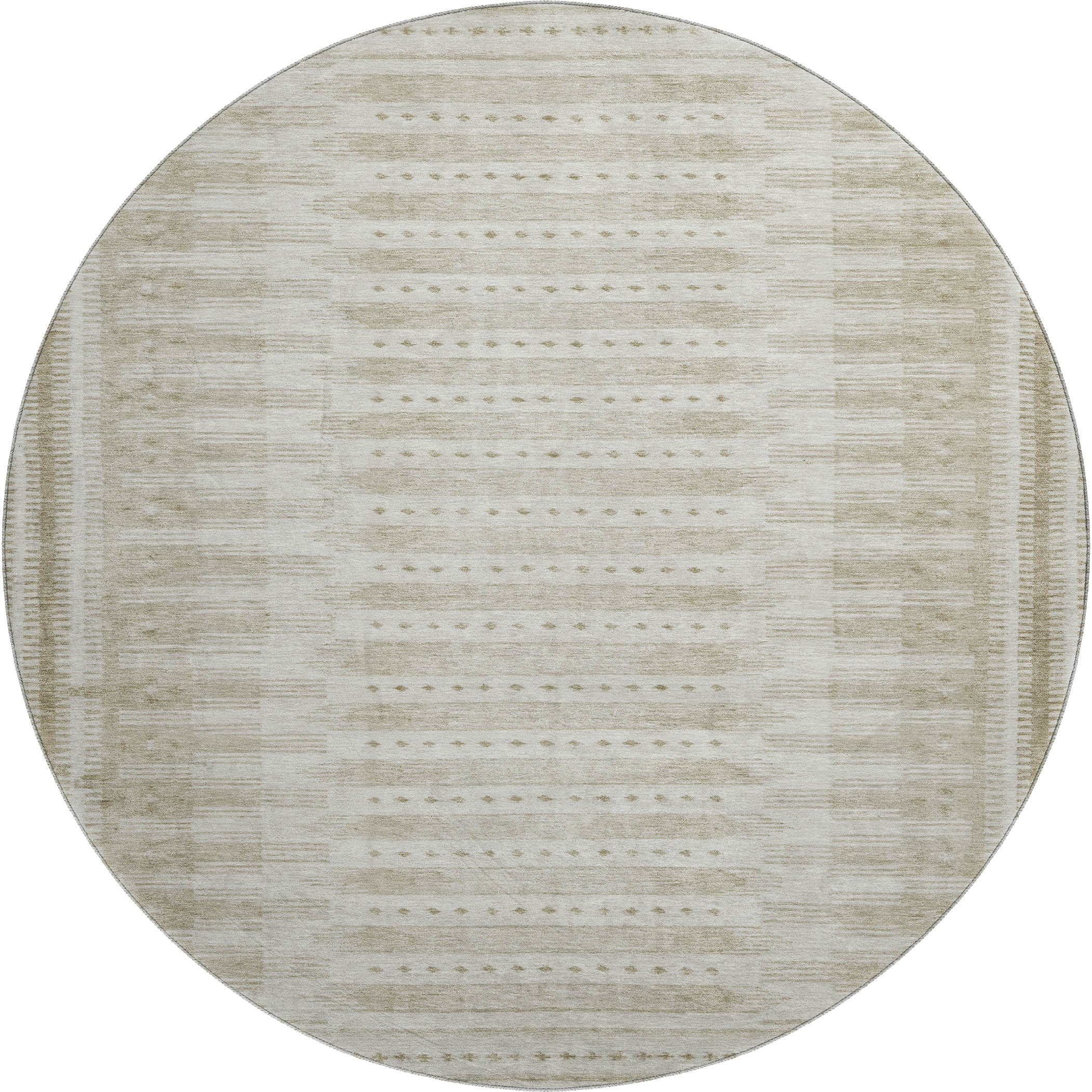 Sintra Machine Washable Transitional Khaki Brown Rug 8' x 8' #shape_Round