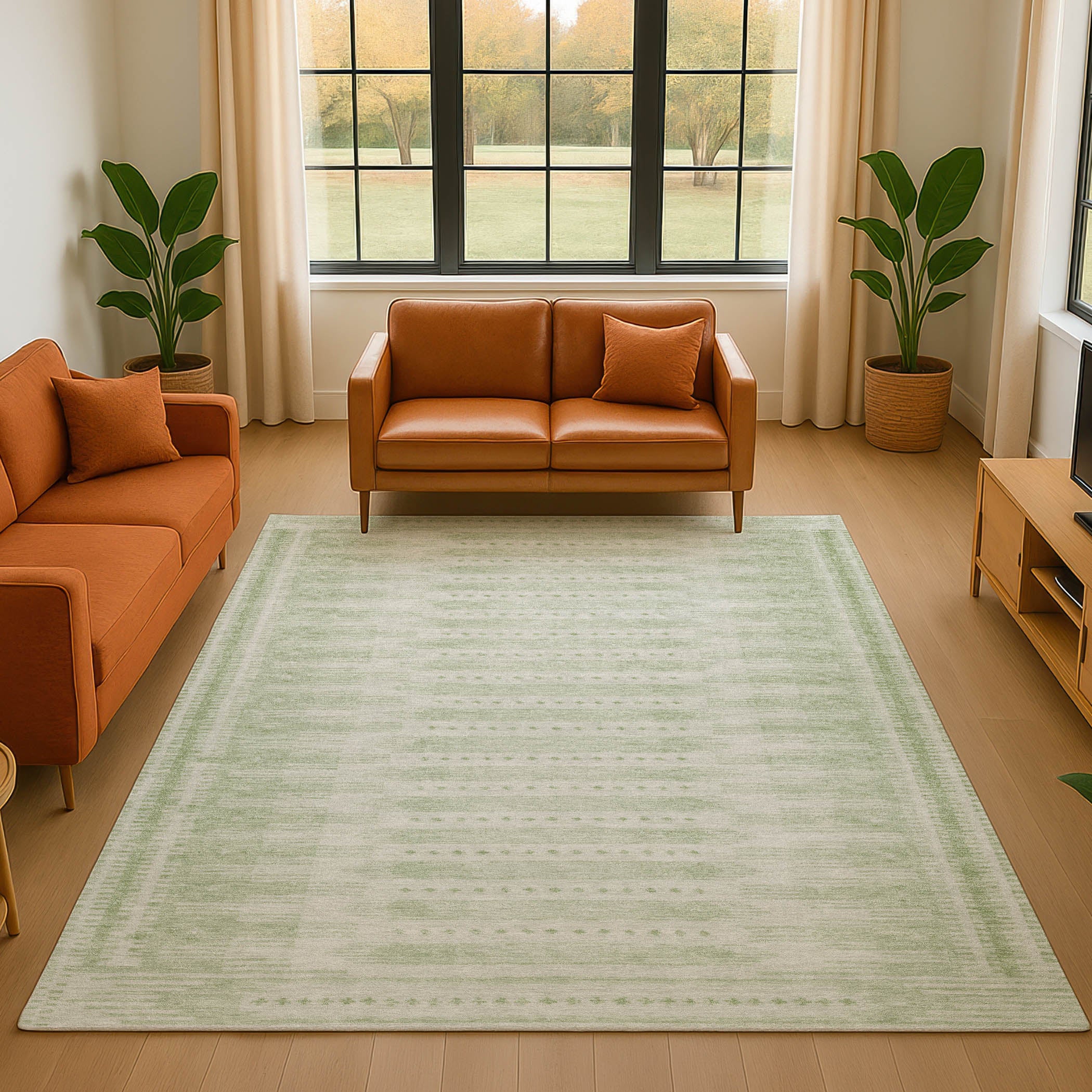 Sintra Machine Washable Transitional Sage Green Rug 2'6" x 3'10" #shape_Rectangle