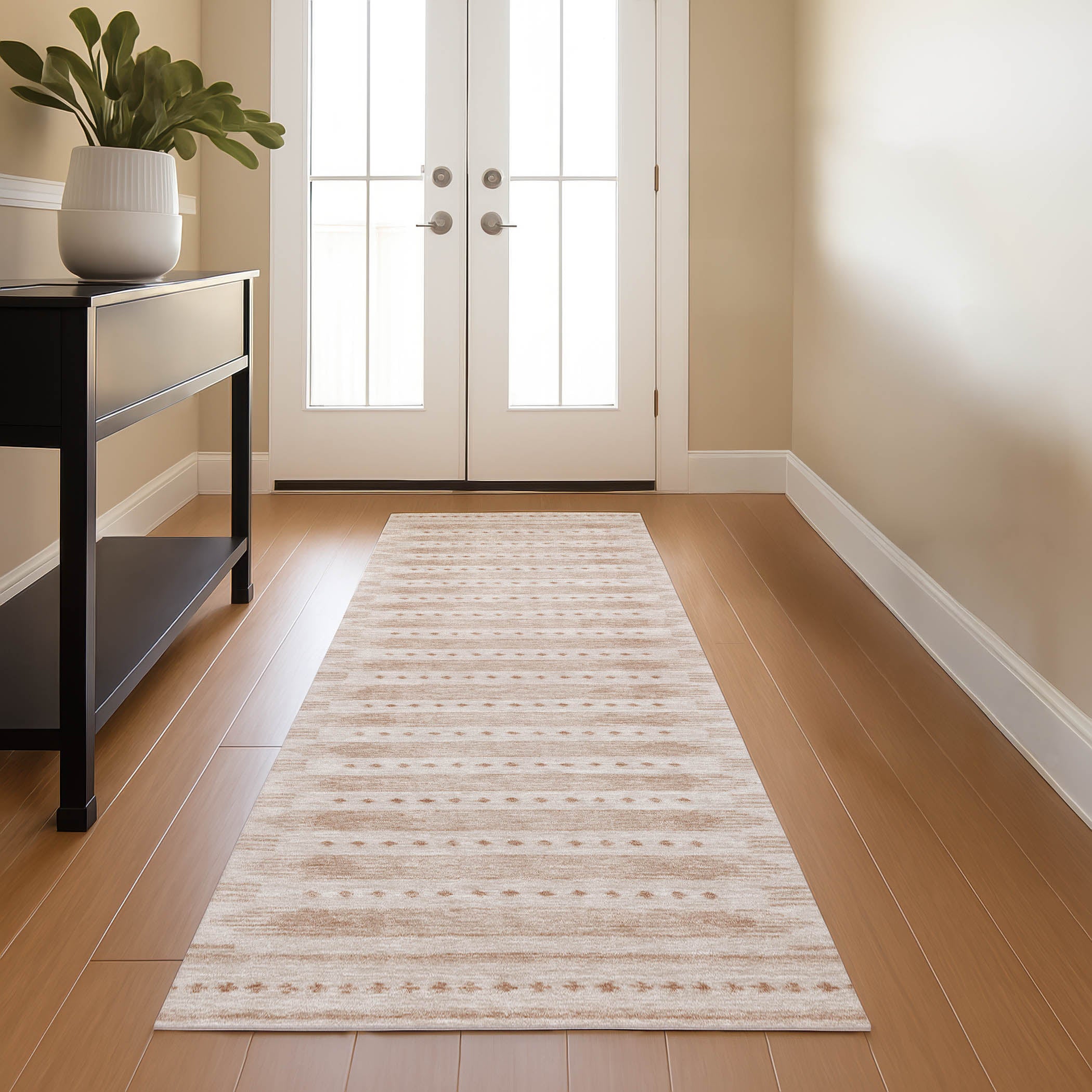 Sintra Machine Washable Transitional Salmon Orange Rug 2'3" x 7'6" #shape_Runner