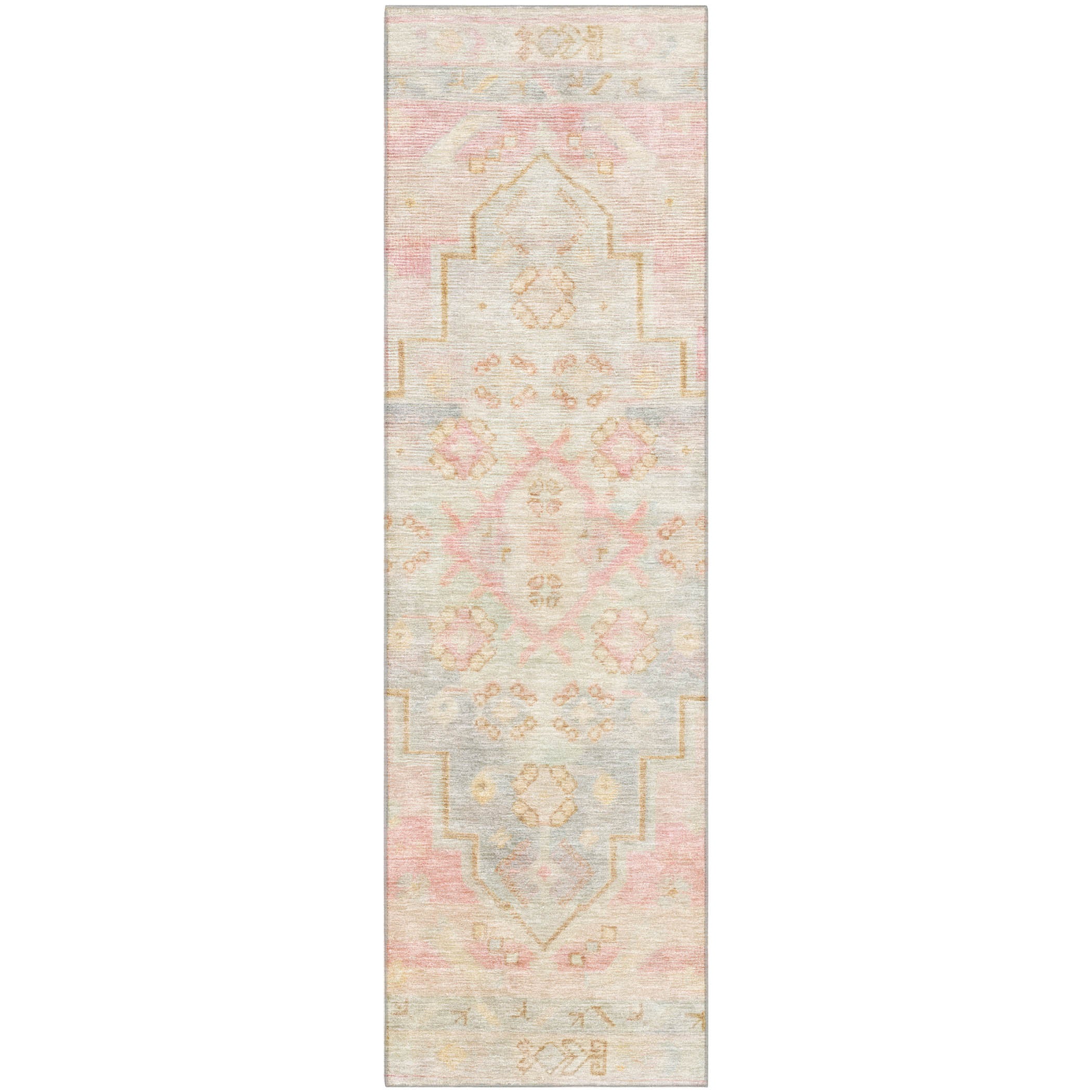 Zanzibar Machine Washable Transitional Pink Rug 2'3" x 7'6" #shape_Runner
