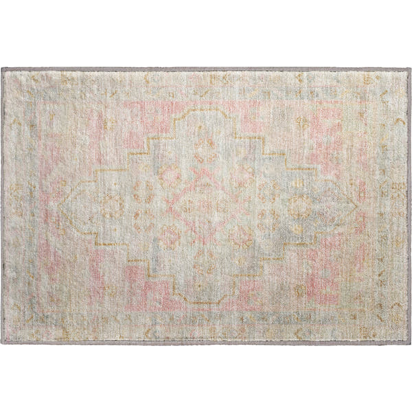 Zanzibar Machine Washable Transitional Pink Rug 1'8" x 2'6"