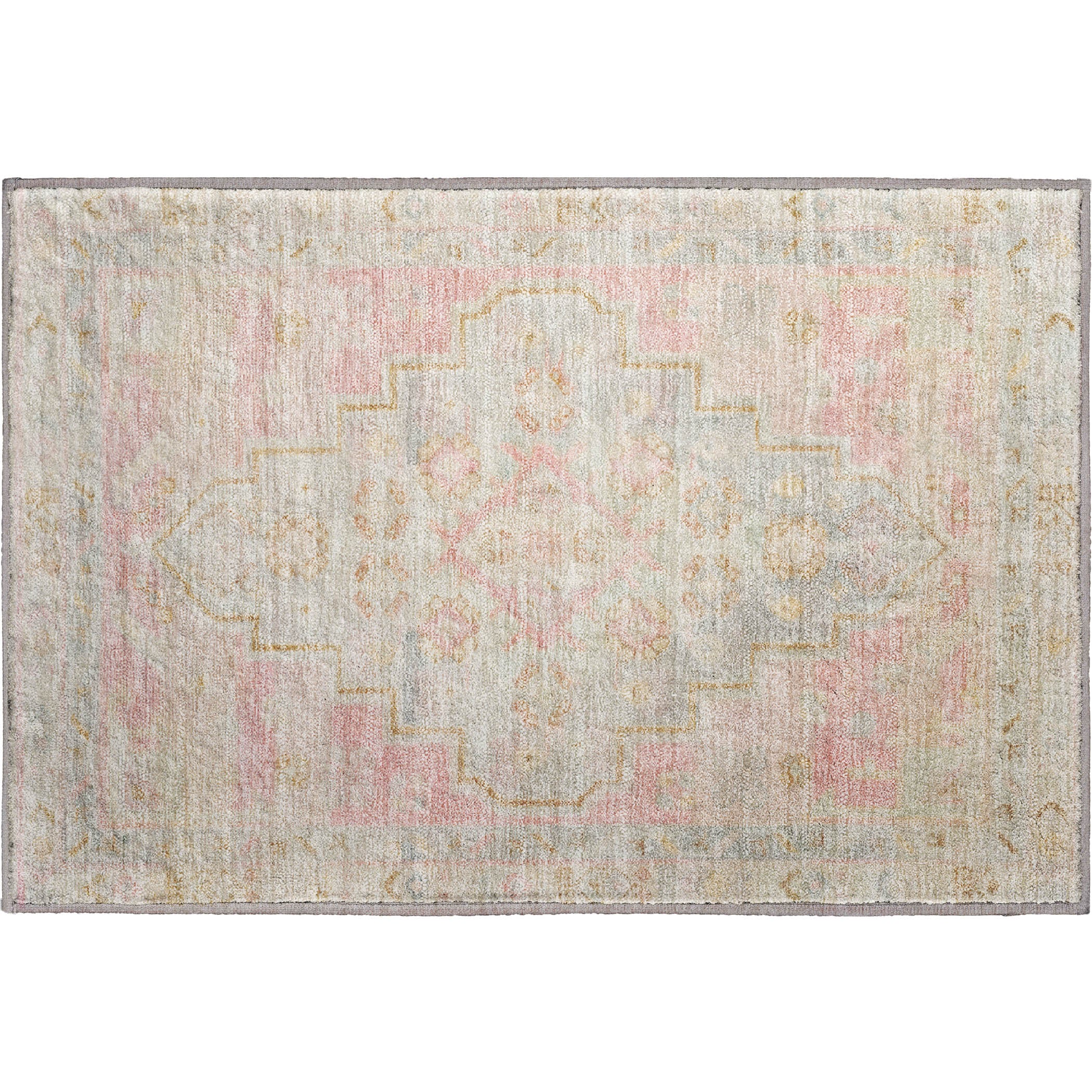 Zanzibar Machine Washable Transitional Pink Rug 1'8" x 2'6" #shape_Rectangle