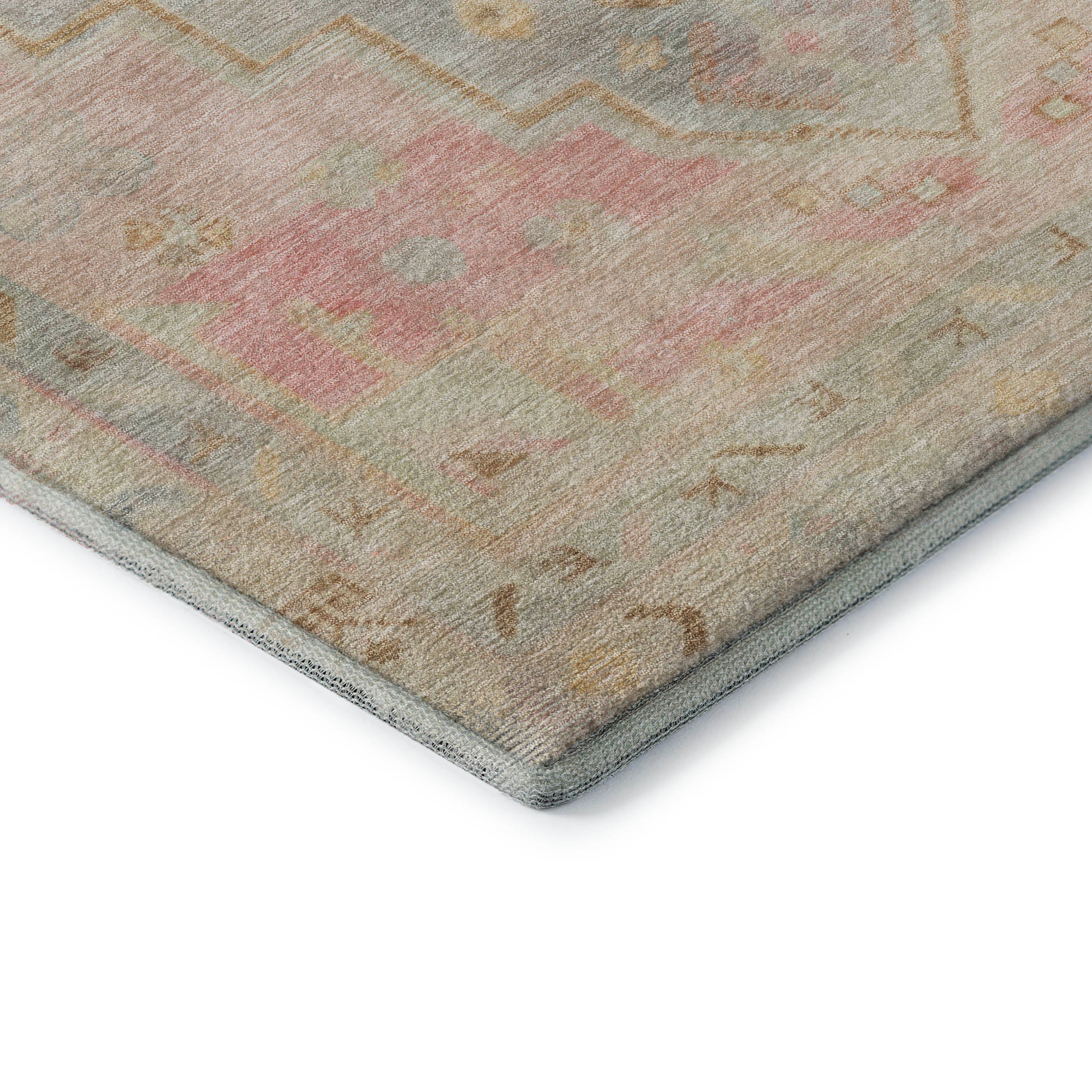 Zanzibar Machine Washable Transitional Pink Rug 1'8" x 2'6" #shape_Rectangle