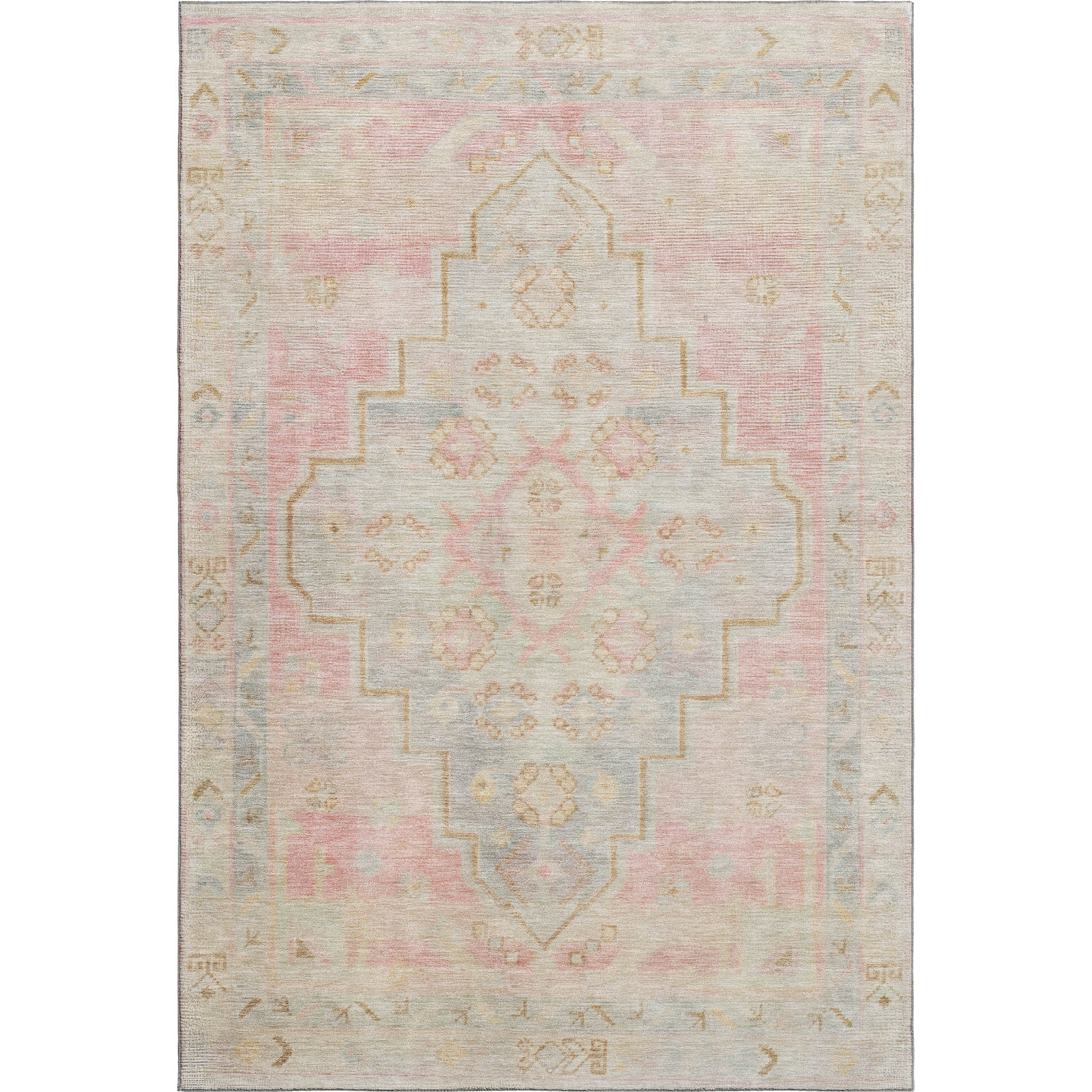 Zanzibar Machine Washable Transitional Pink Rug 2'6" x 3'10" #shape_Rectangle