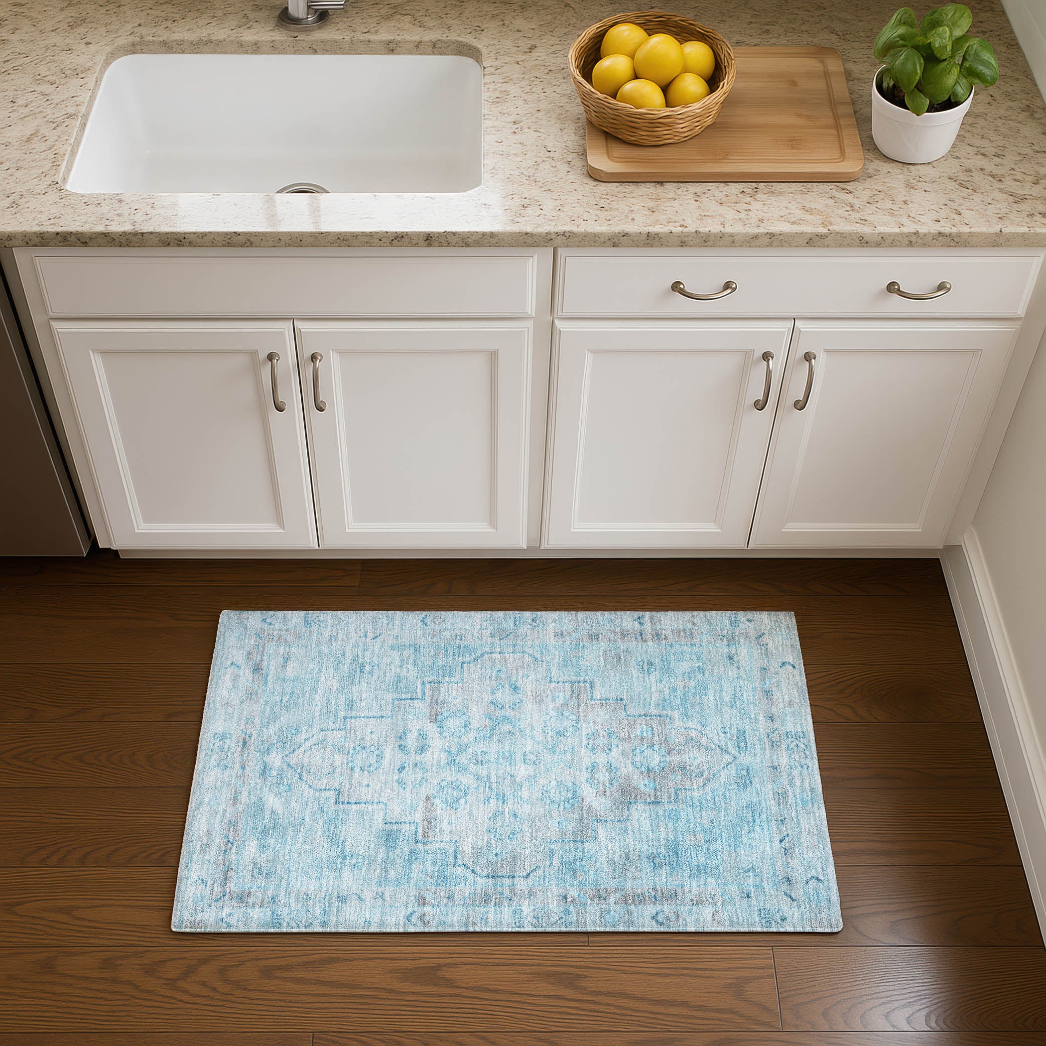 Zanzibar Machine Washable Transitional Sky Blue Rug 1'8" x 2'6" #shape_Rectangle