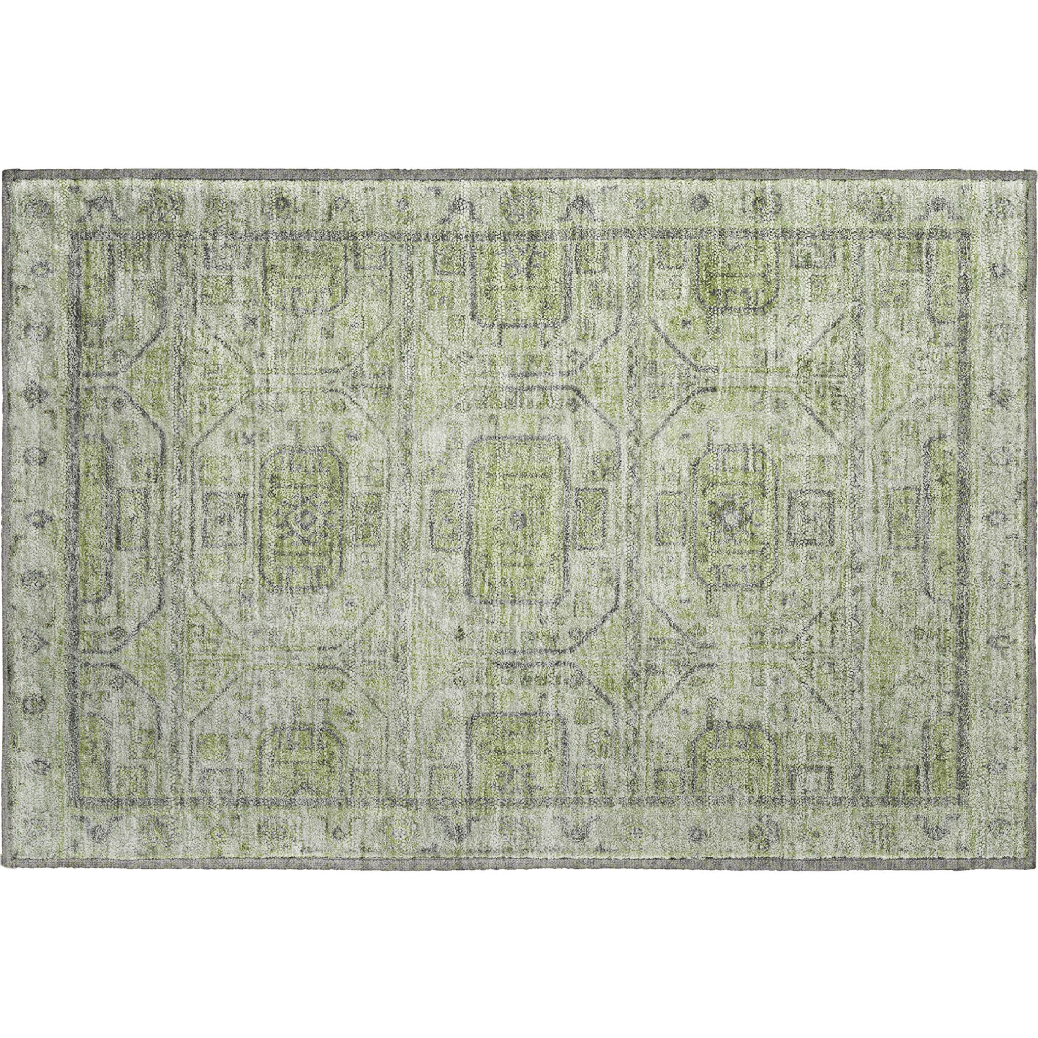 Lima Machine Washable Transitional Aloe Green Rug 1'8" x 2'6" #shape_Rectangle