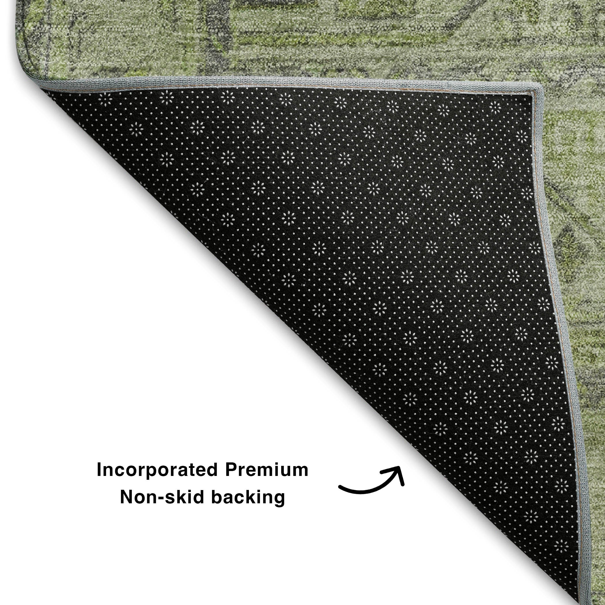 Lima Machine Washable Transitional Aloe Green Rug 1'8" x 2'6" #shape_Rectangle