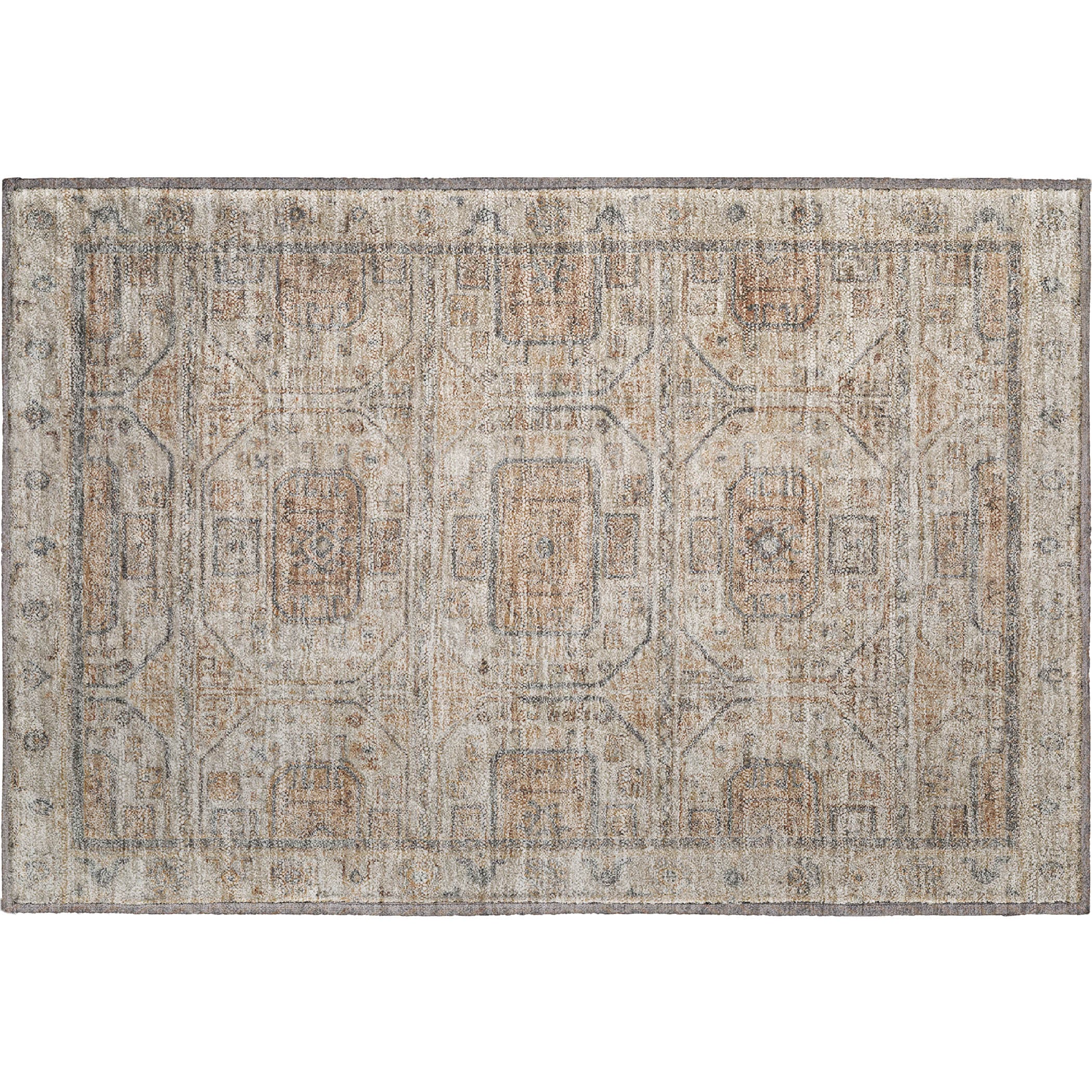 Lima Machine Washable Transitional Beige Brown Rug 1'8" x 2'6" #shape_Rectangle