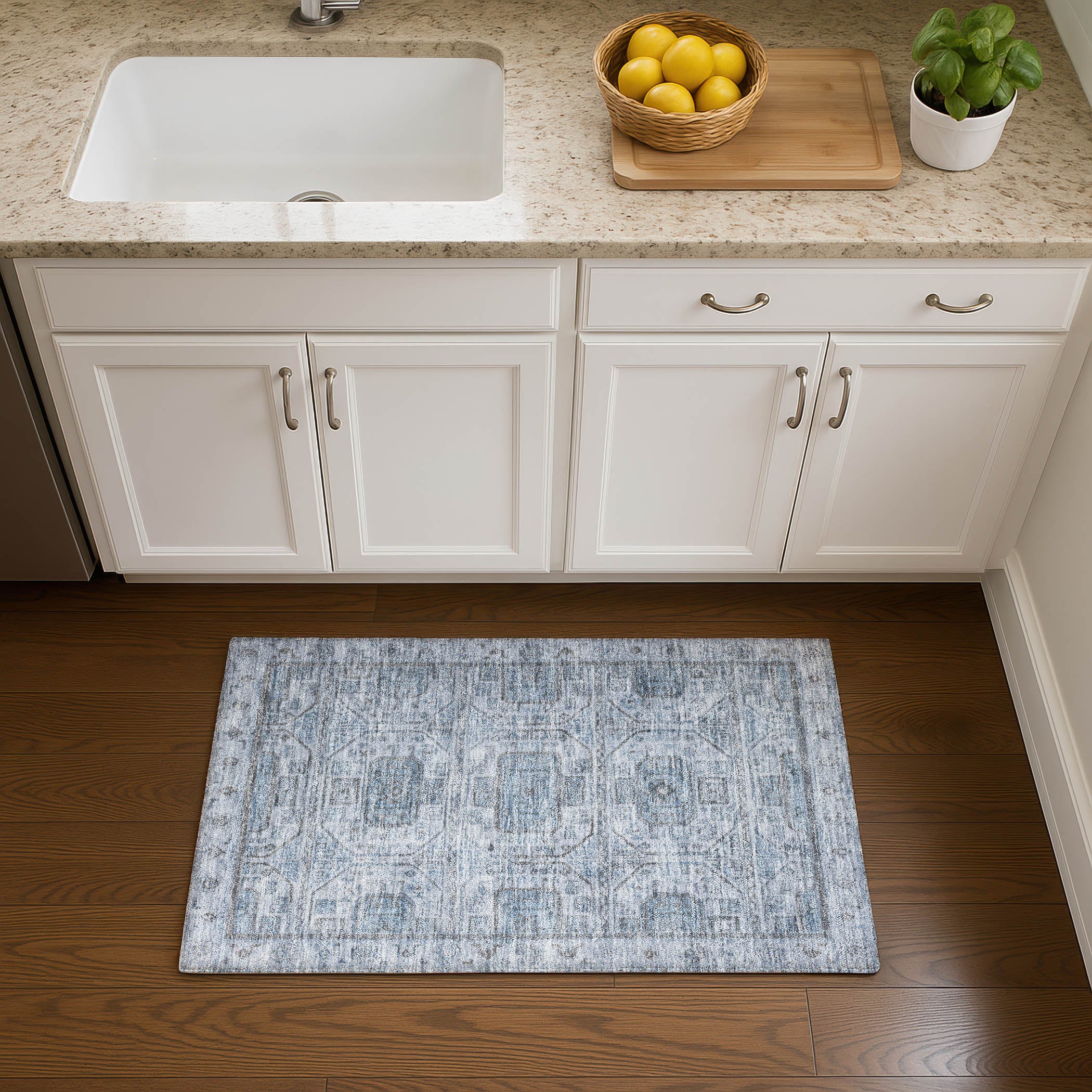 Lima Machine Washable Transitional Blue Rug 1'8" x 2'6" #shape_Rectangle