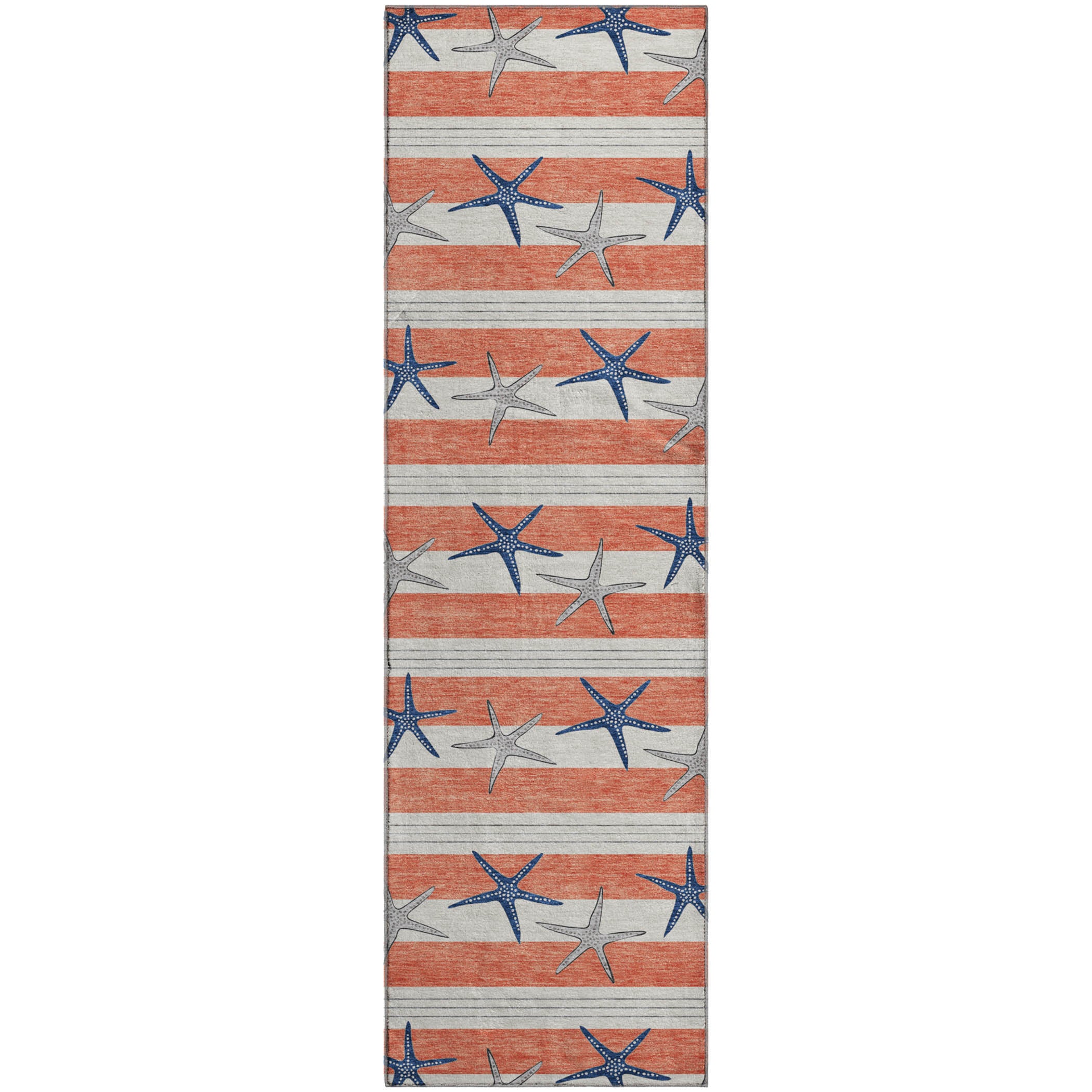 Oslo Machine Washable Coastal Coral Orange Rug 2'3" x 7'6" #shape_Runner
