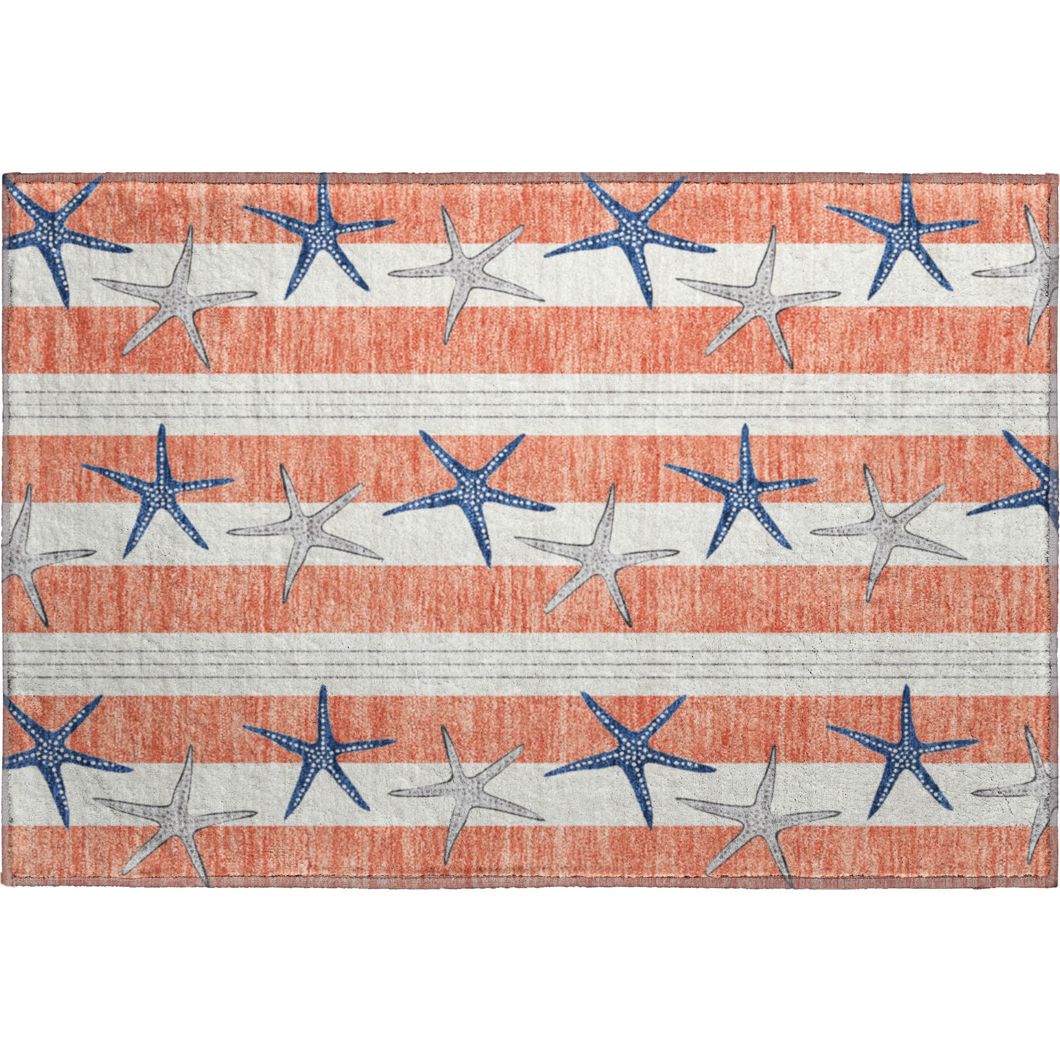 Oslo Machine Washable Coastal Coral Orange Rug 1'8" x 2'6" #shape_Rectangle