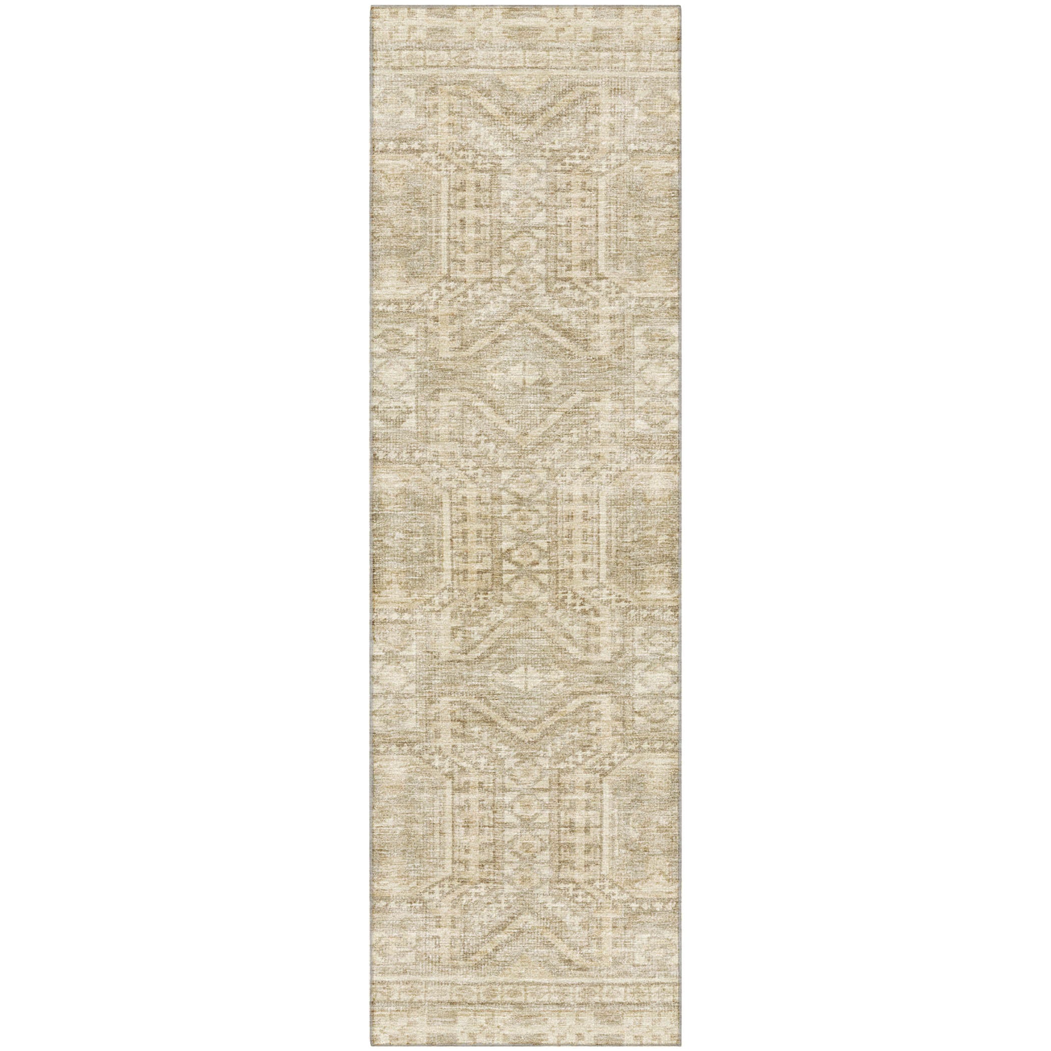 Porto Machine Washable Transitional Beige Brown Rug 2'3" x 7'6" #shape_Runner