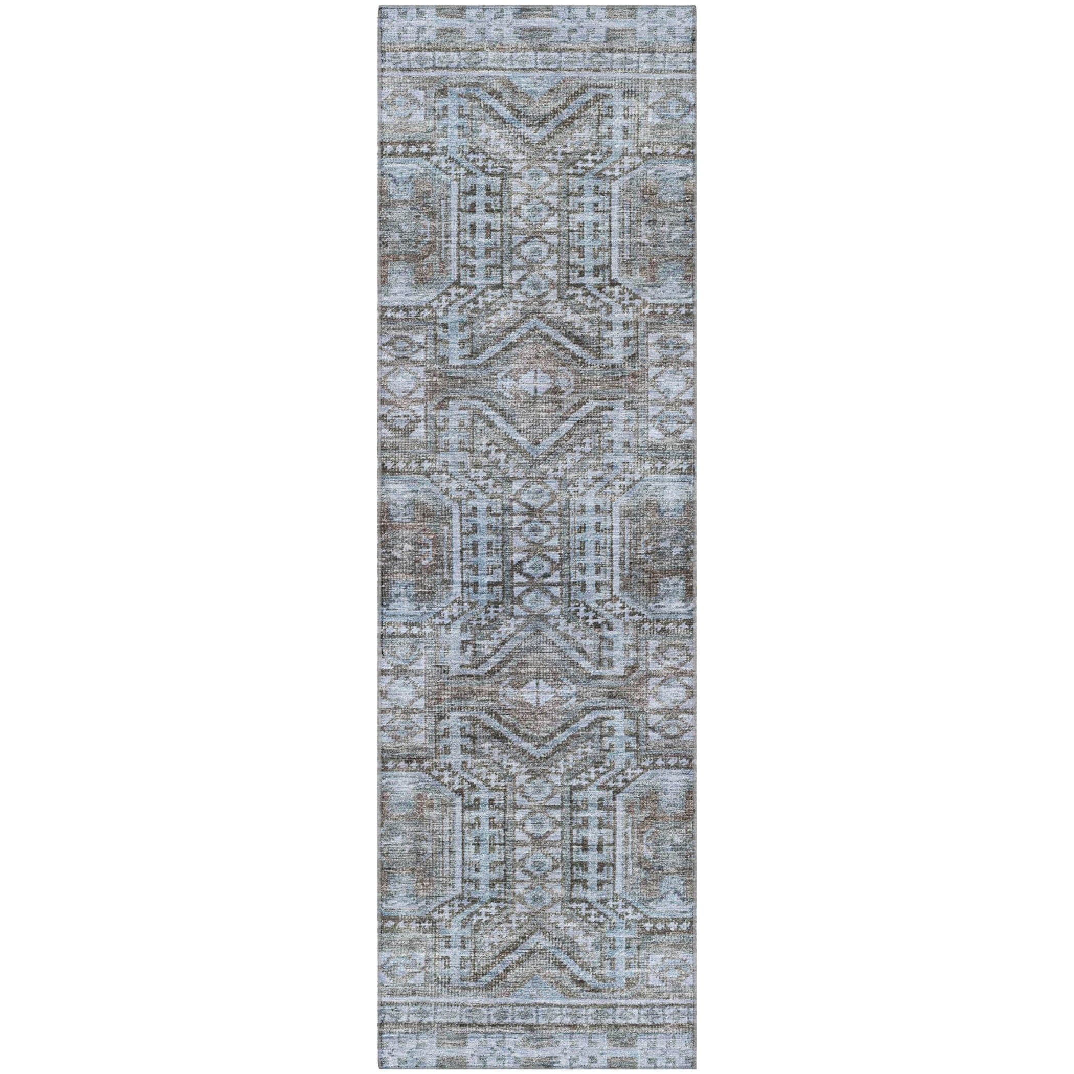 Porto Machine Washable Transitional Chocolate Brown Rug 2'3" x 7'6" #shape_Runner