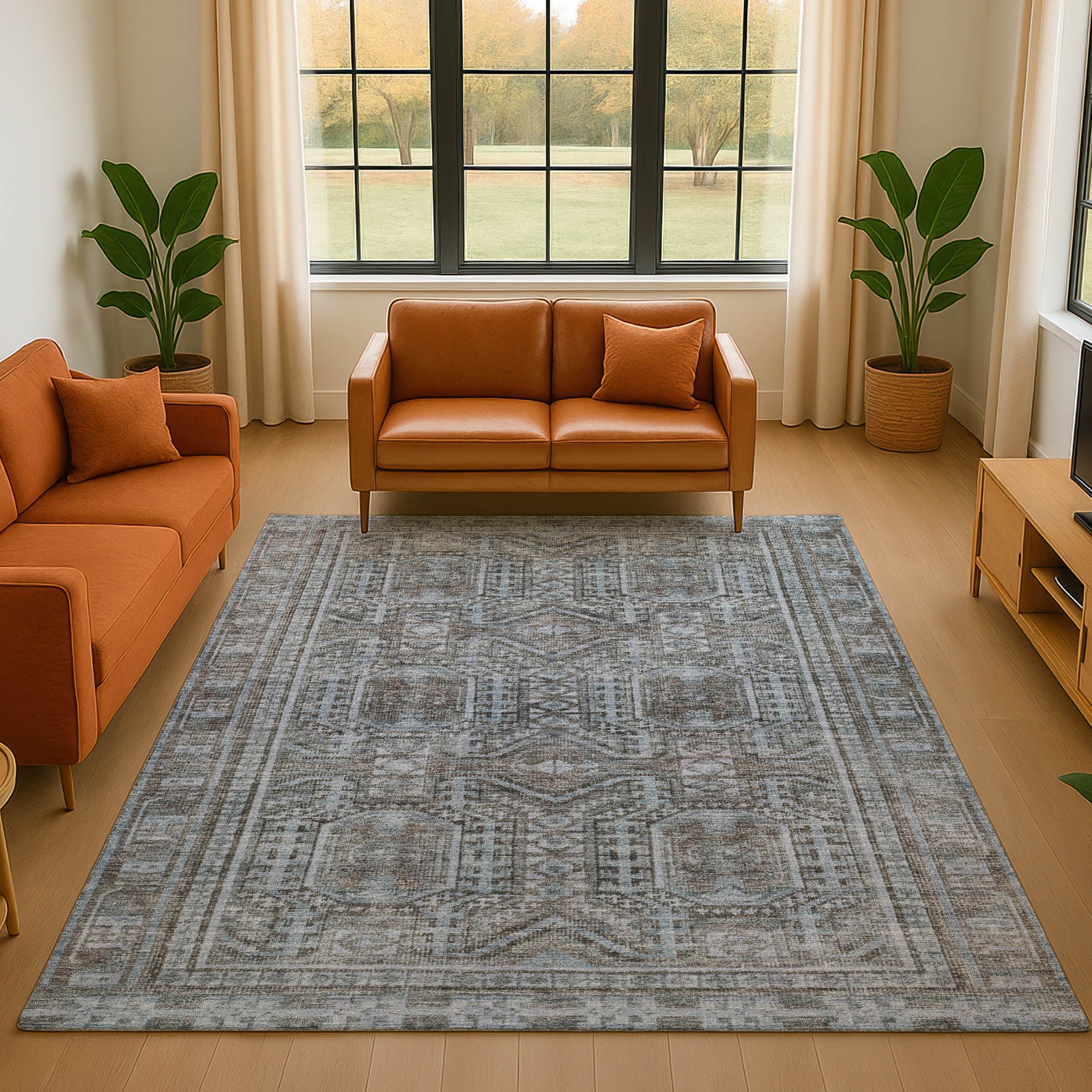 Porto Machine Washable Transitional Chocolate Brown Rug 2'6" x 3'10" #shape_Rectangle