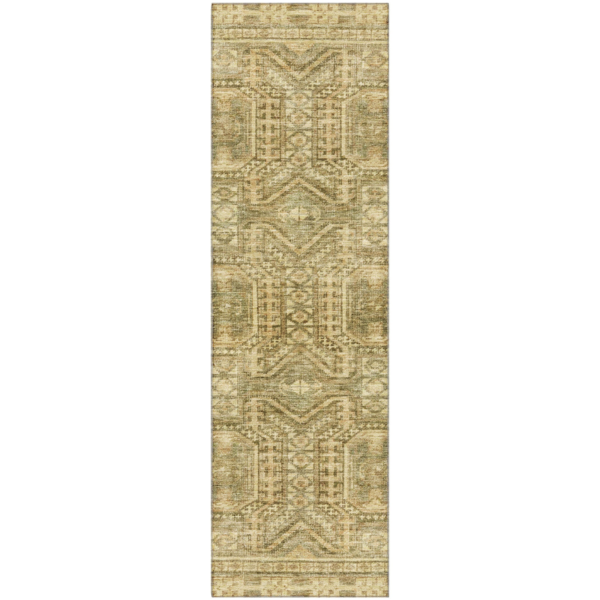 Porto Machine Washable Transitional Khaki Brown Rug 2'3" x 7'6" #shape_Runner