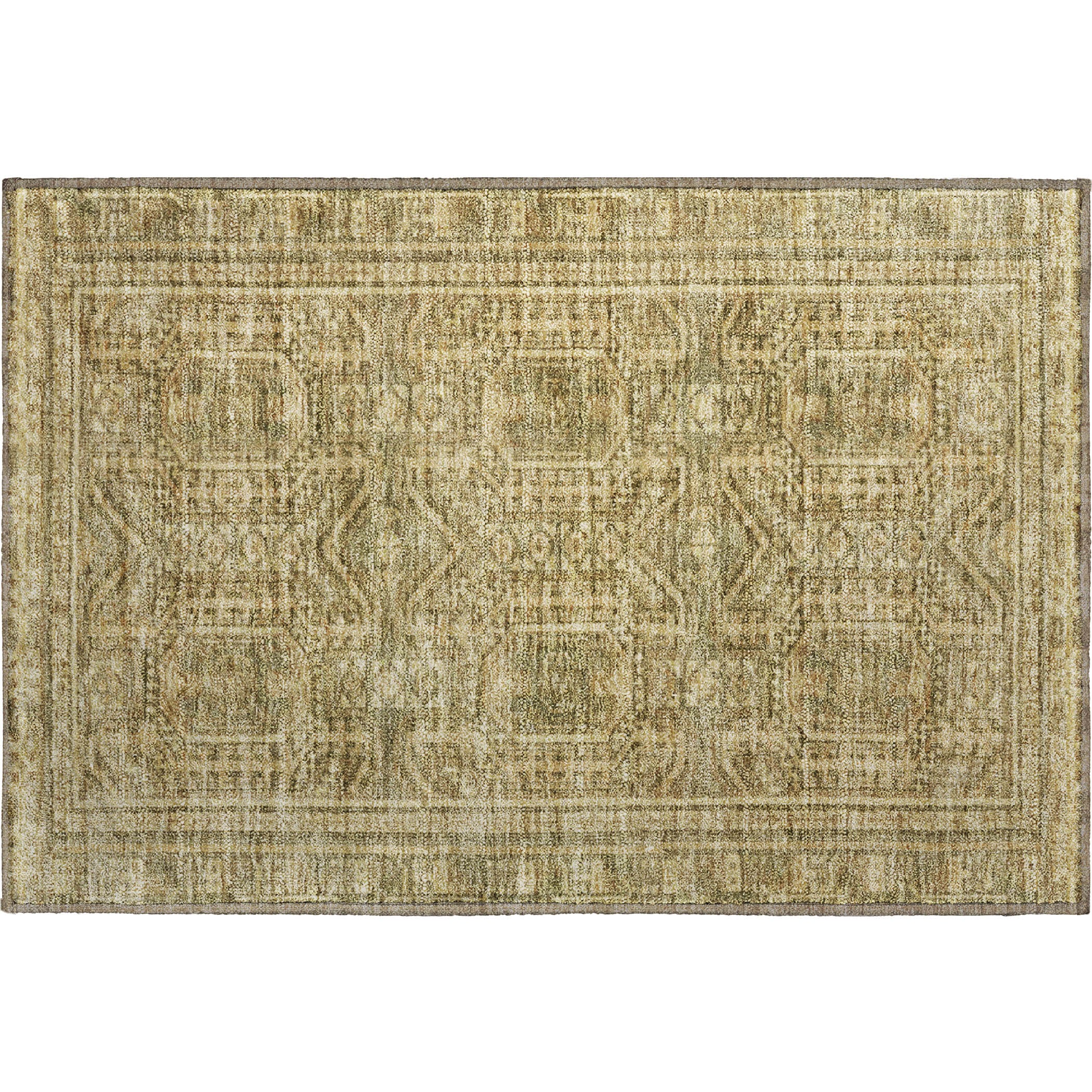 Porto Machine Washable Transitional Khaki Brown Rug 1'8" x 2'6" #shape_Rectangle