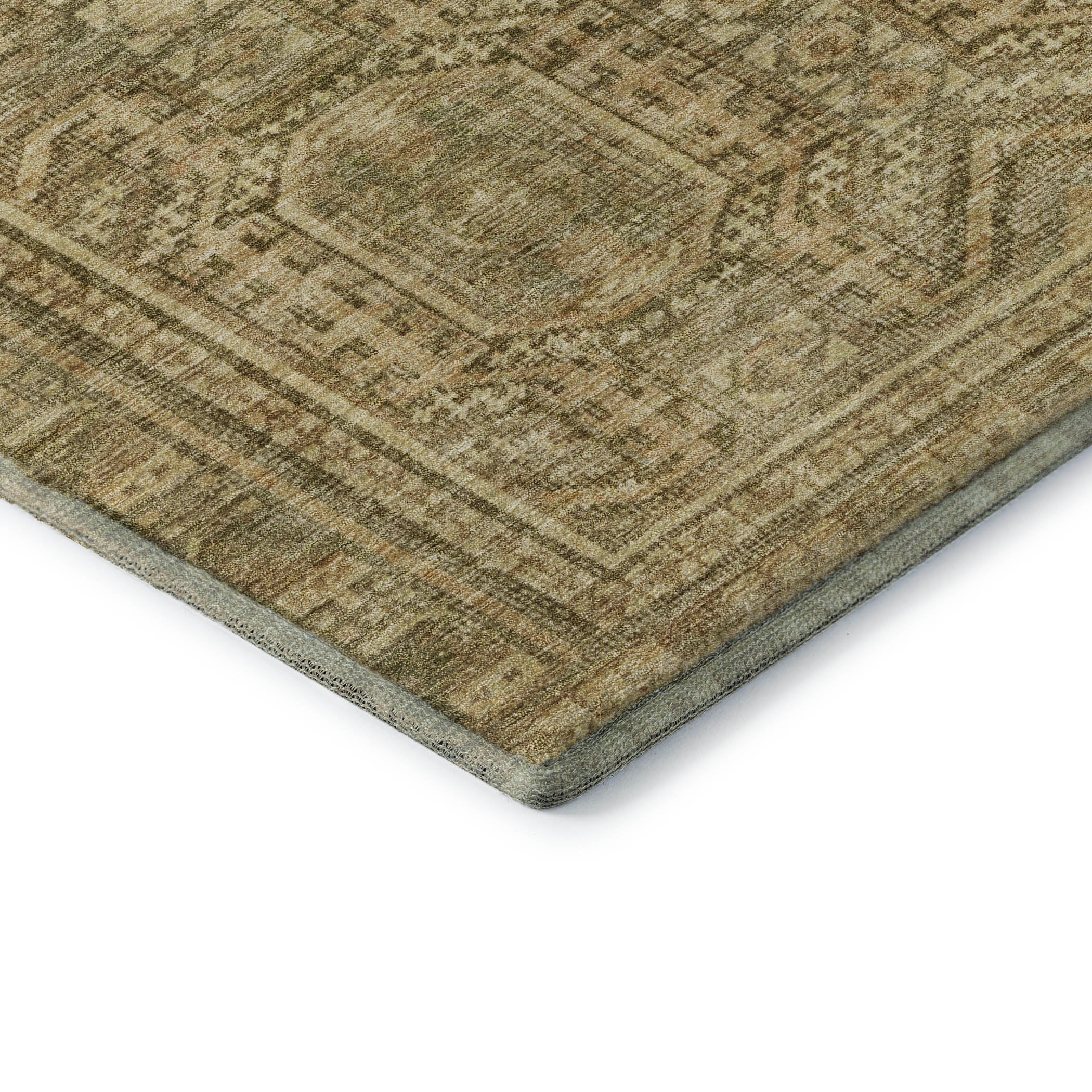 Porto Machine Washable Transitional Khaki Brown Rug 1'8" x 2'6" #shape_Rectangle