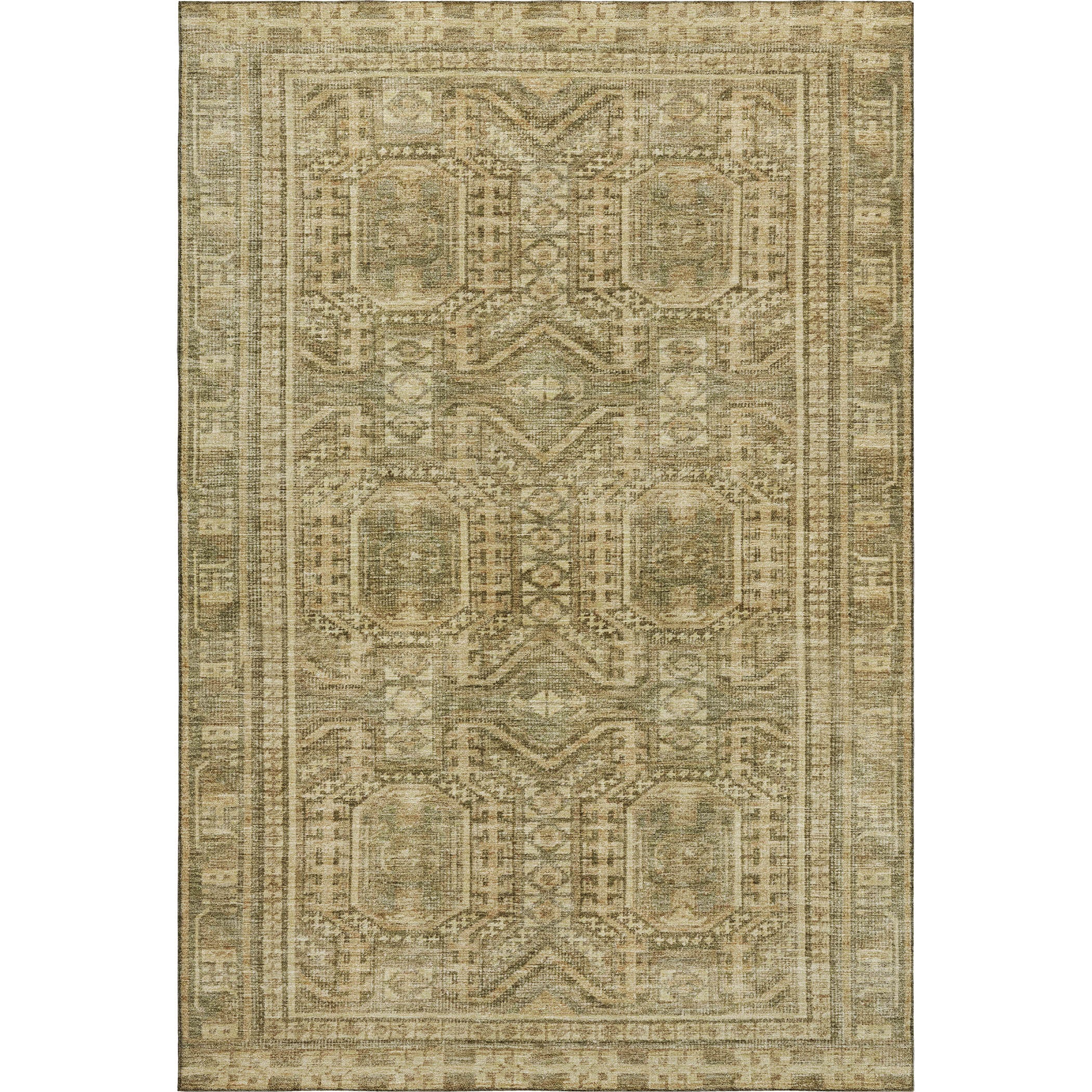 Porto Machine Washable Transitional Khaki Brown Rug 2'6" x 3'10" #shape_Rectangle