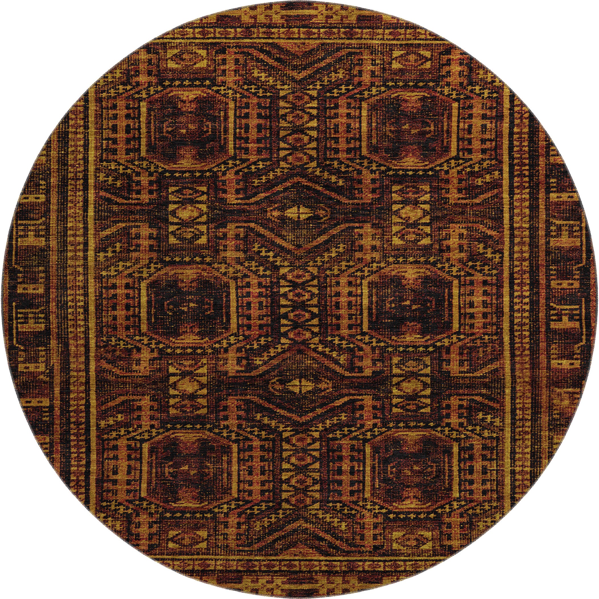 Porto Machine Washable Transitional Paprika Orange Rug 8' x 8' #shape_Round
