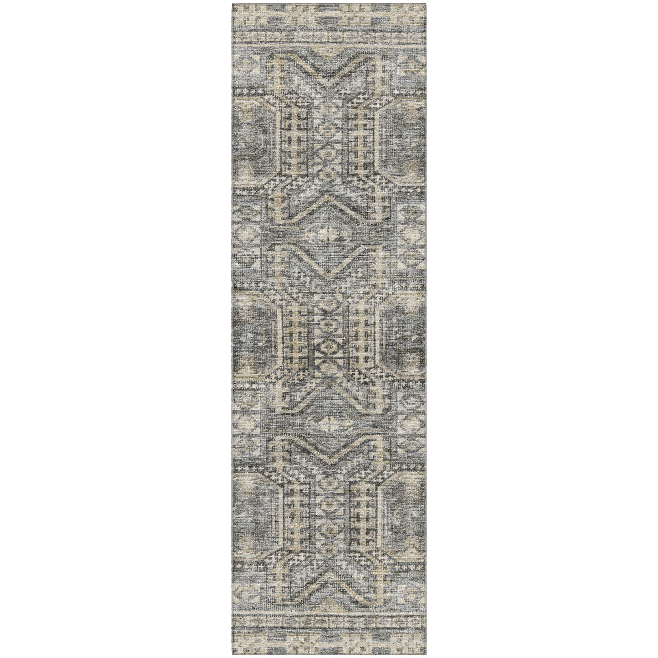 Porto Machine Washable Transitional Pewter Gray Rug 2'3" x 7'6" #shape_Runner