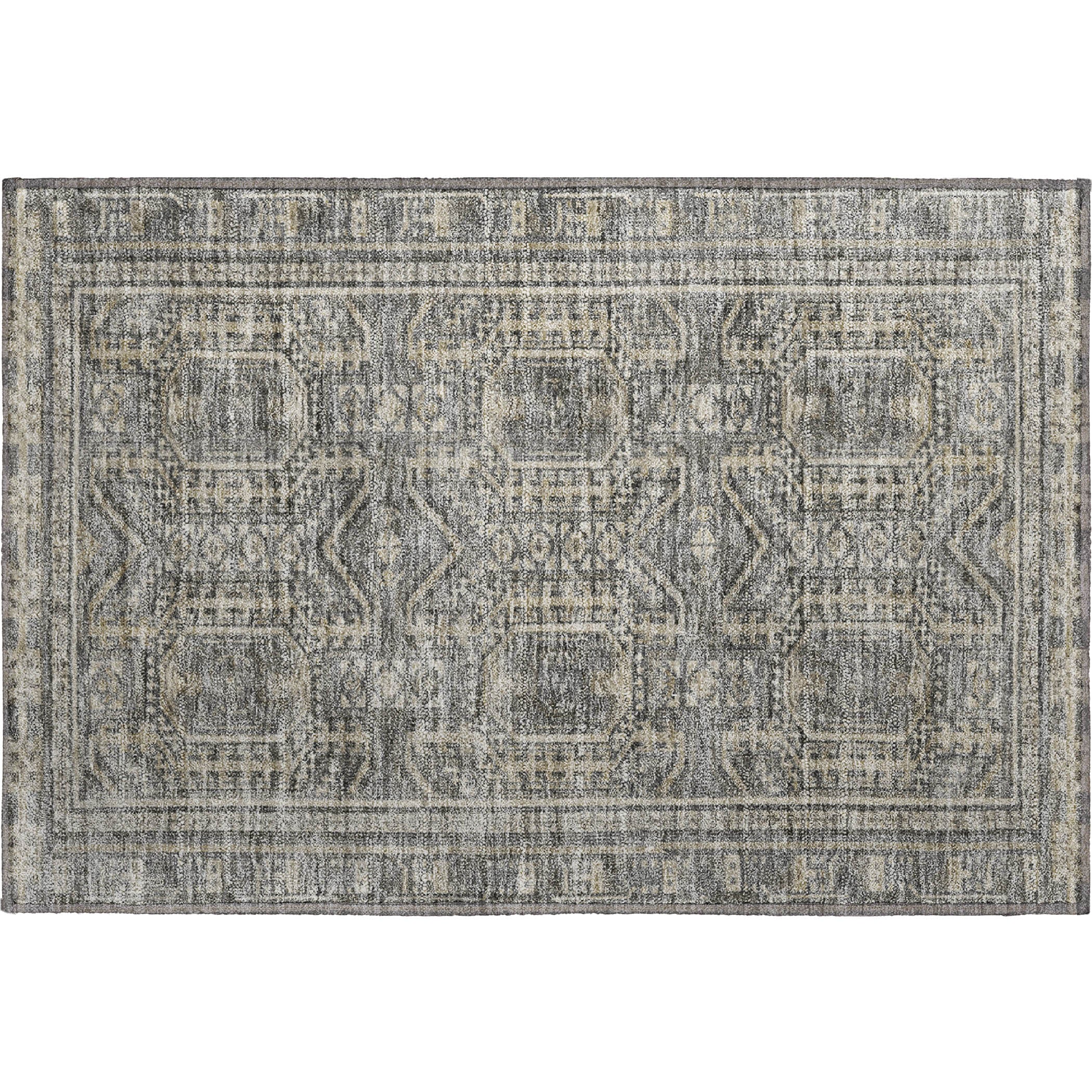 Porto Machine Washable Transitional Pewter Gray Rug 1'8" x 2'6" #shape_Rectangle