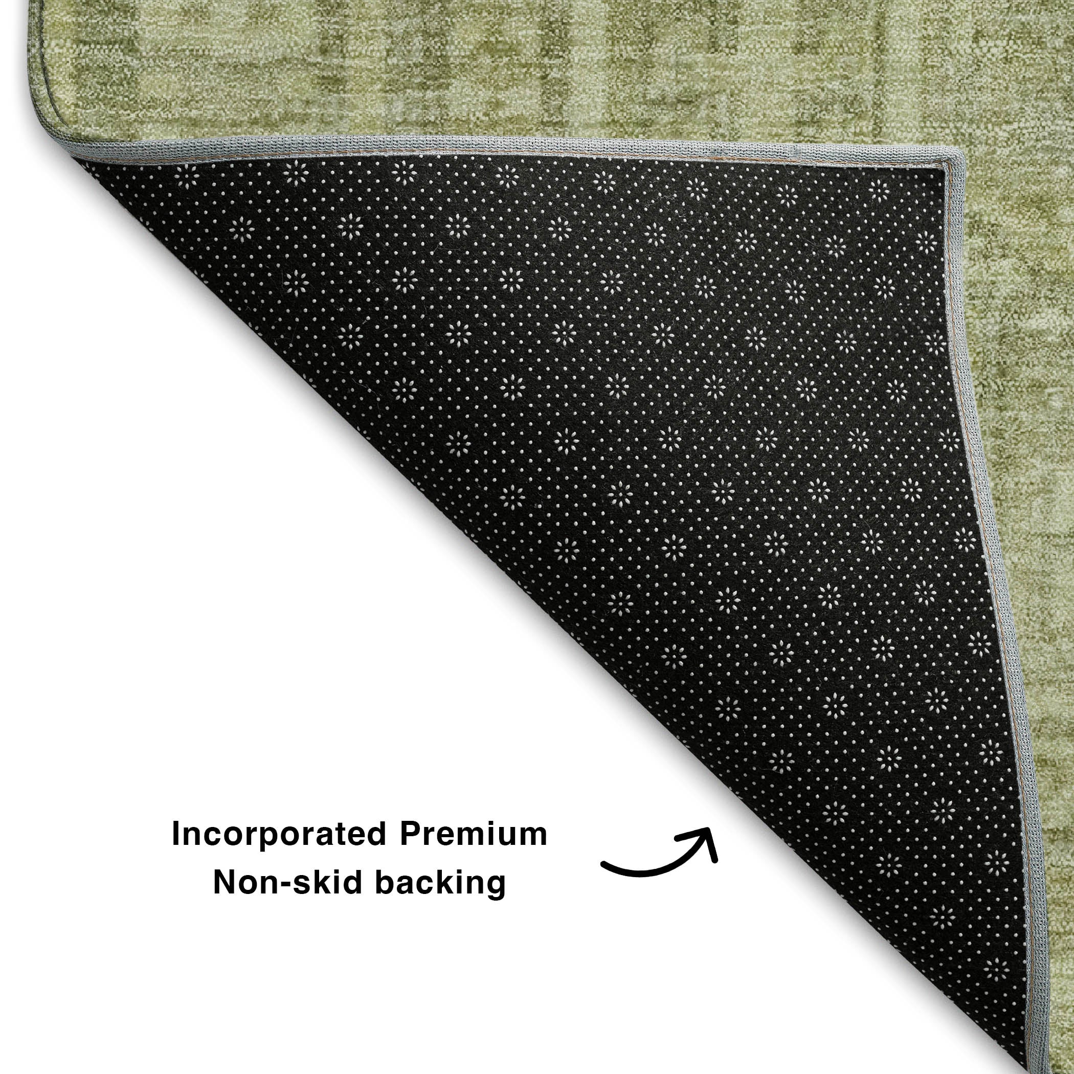 Porto Machine Washable Transitional Sage Green Rug 1'8" x 2'6" #shape_Rectangle