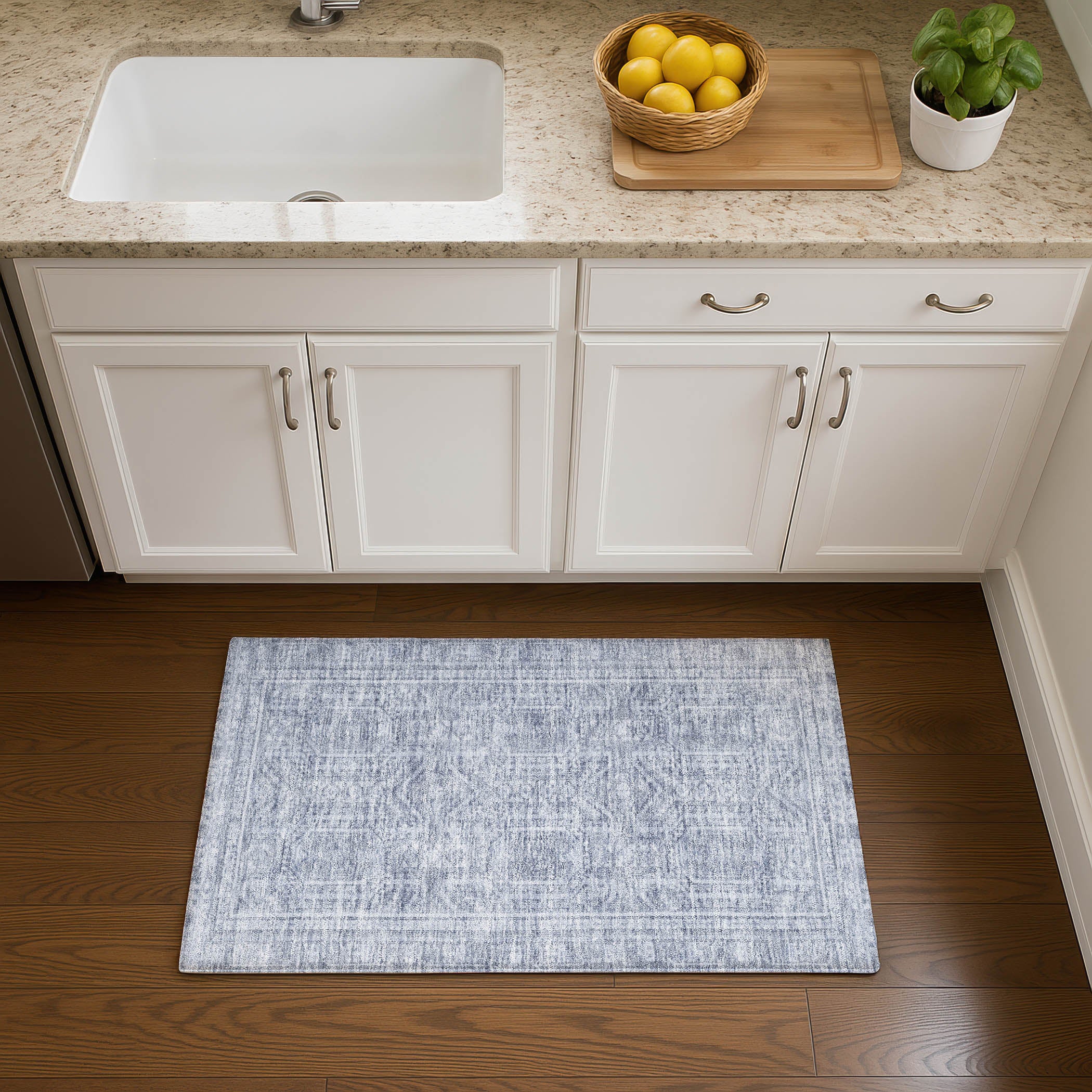 Porto Machine Washable Transitional Sky Blue Rug 1'8" x 2'6" #shape_Rectangle