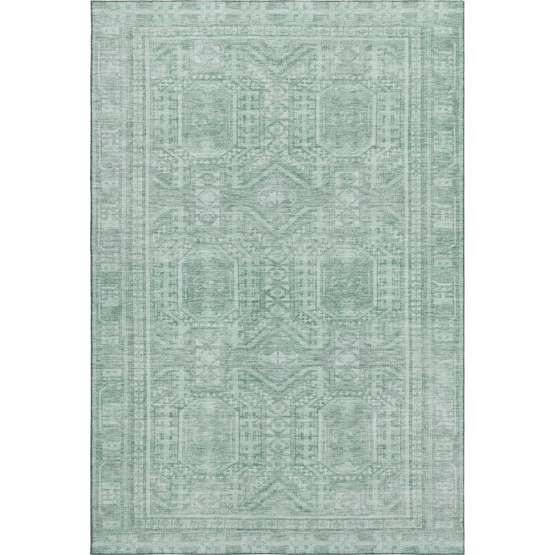 Porto Machine Washable Transitional Teal Rug 2'6" x 3'10" #shape_Rectangle