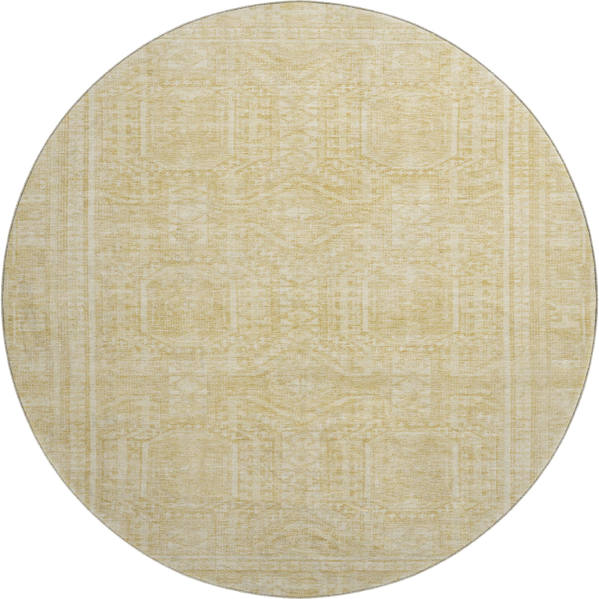 Porto Machine Washable Transitional Wheat Gold Rug 8' x 8' #shape_Round