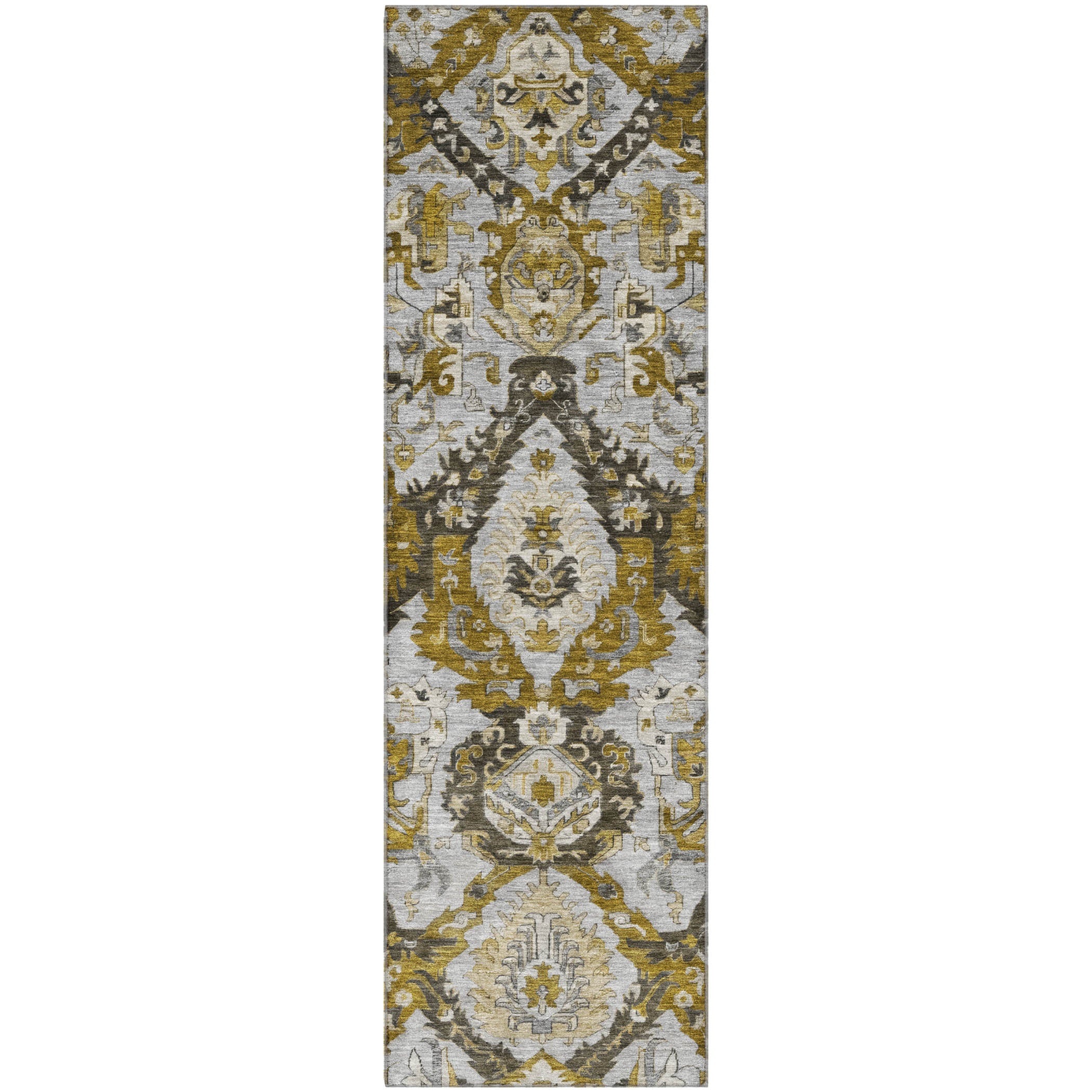 Istanbul Machine Washable Transitional Brown Rug 2'3" x 7'6" #shape_Runner