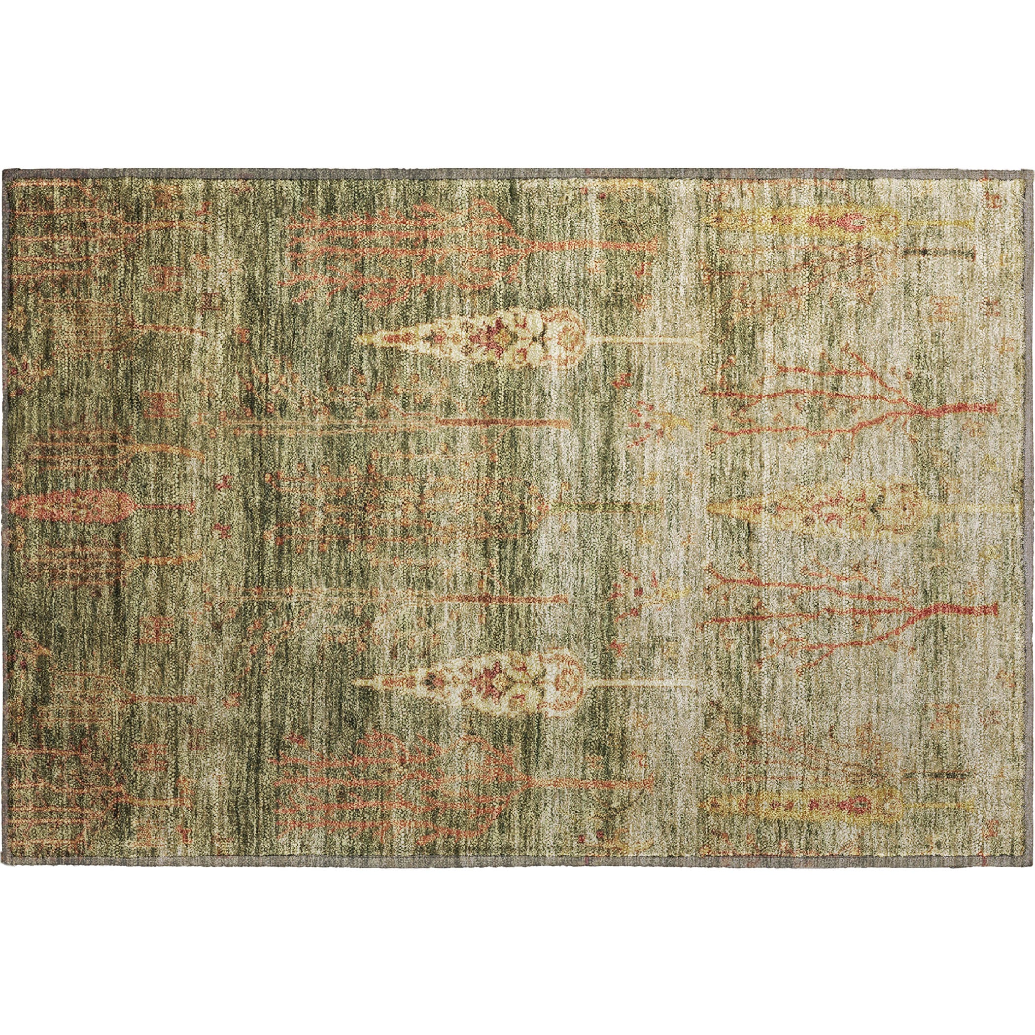 Antigua Machine Washable Transitional Aloe Green Rug 1'8" x 2'6" #shape_Rectangle