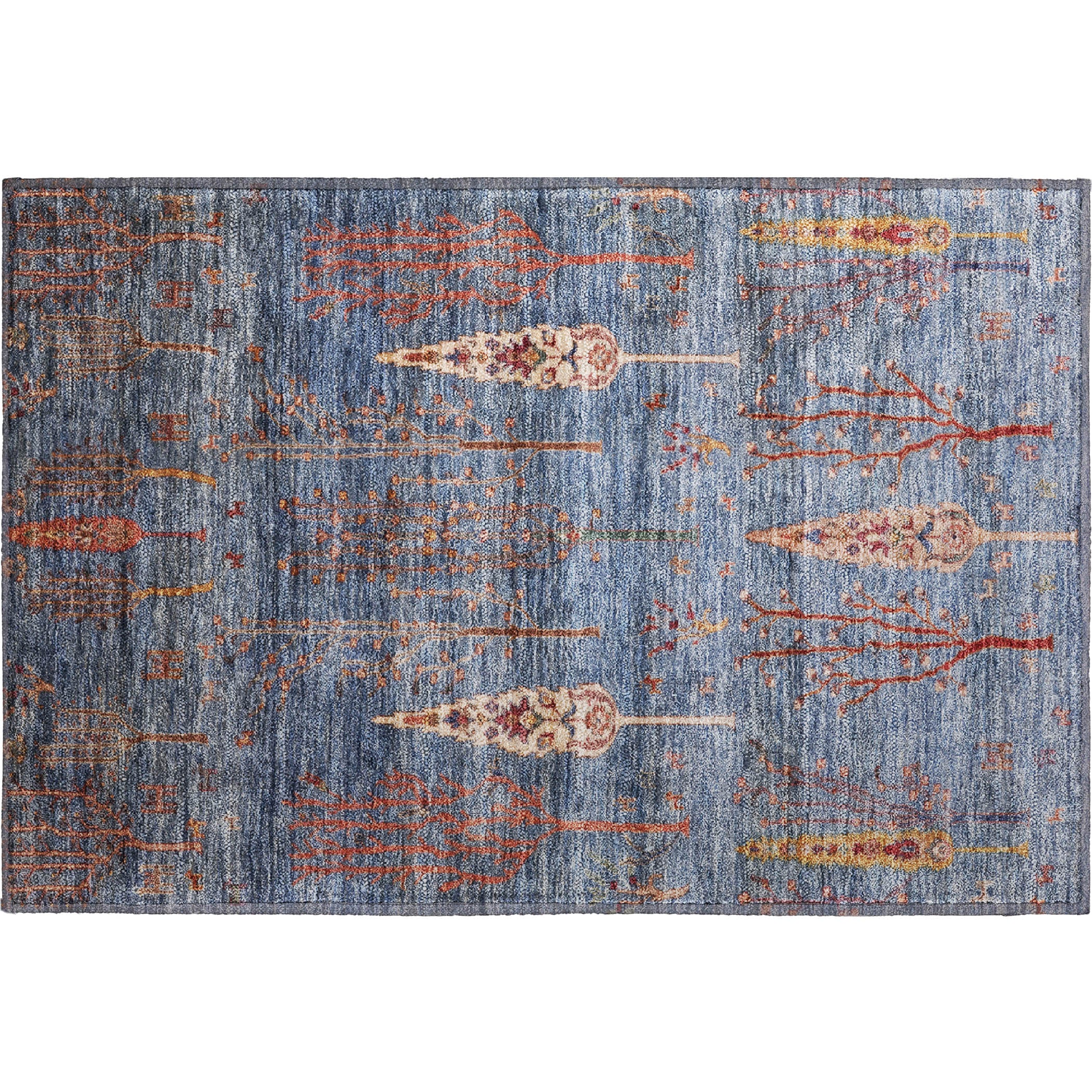 Antigua Machine Washable Transitional Blue Rug 1'8" x 2'6" #shape_Rectangle