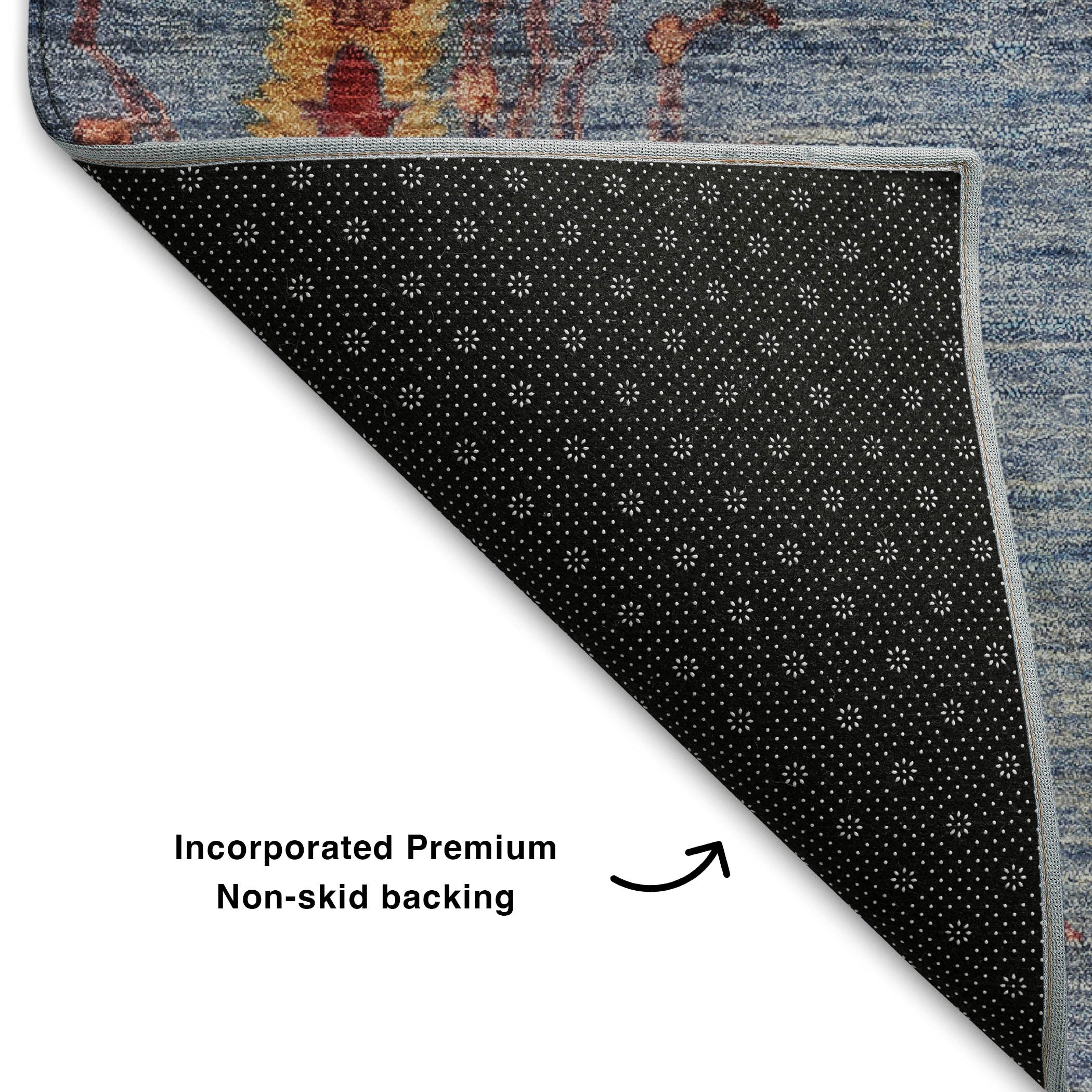 Antigua Machine Washable Transitional Blue Rug 1'8" x 2'6" #shape_Rectangle