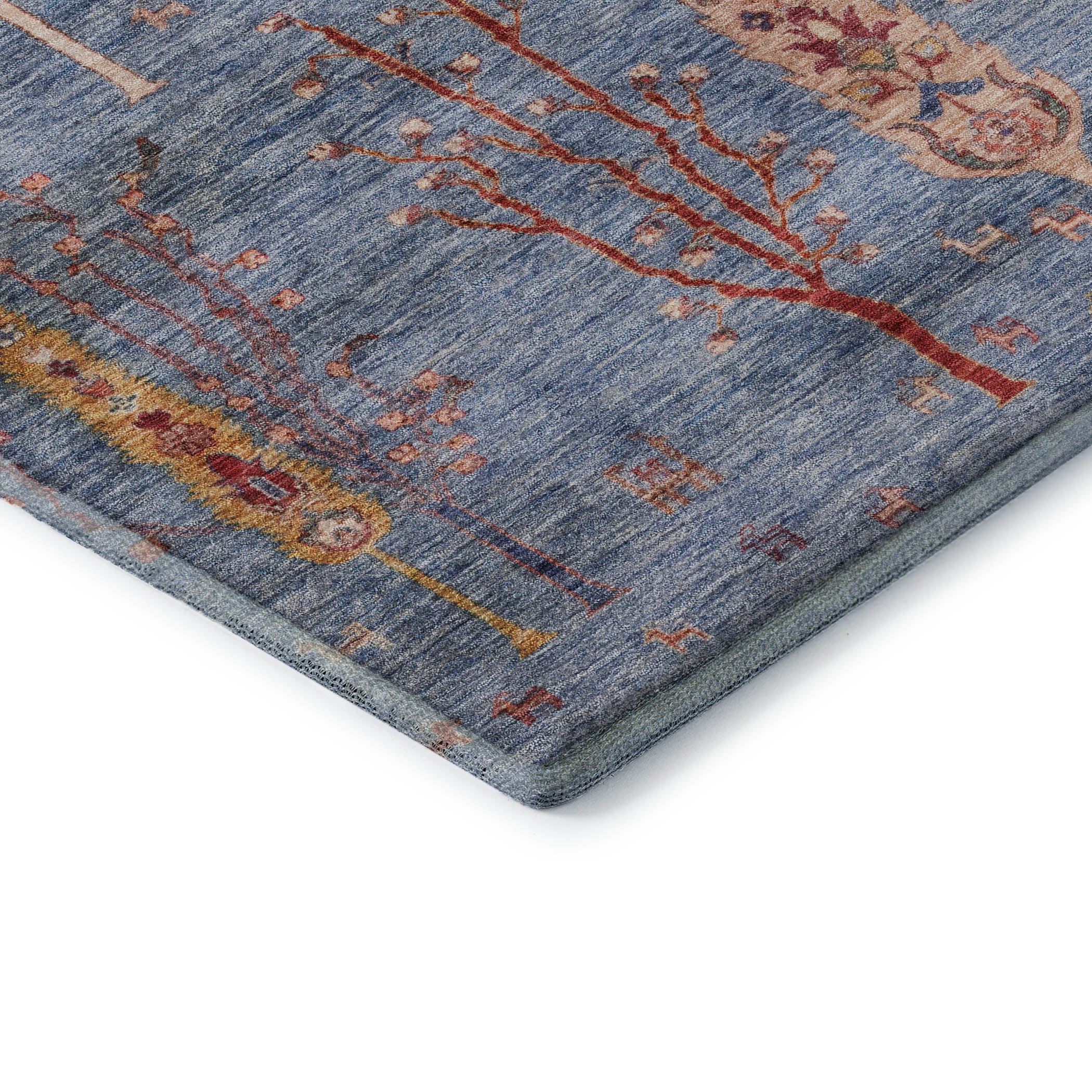 Antigua Machine Washable Transitional Blue Rug 1'8" x 2'6" #shape_Rectangle