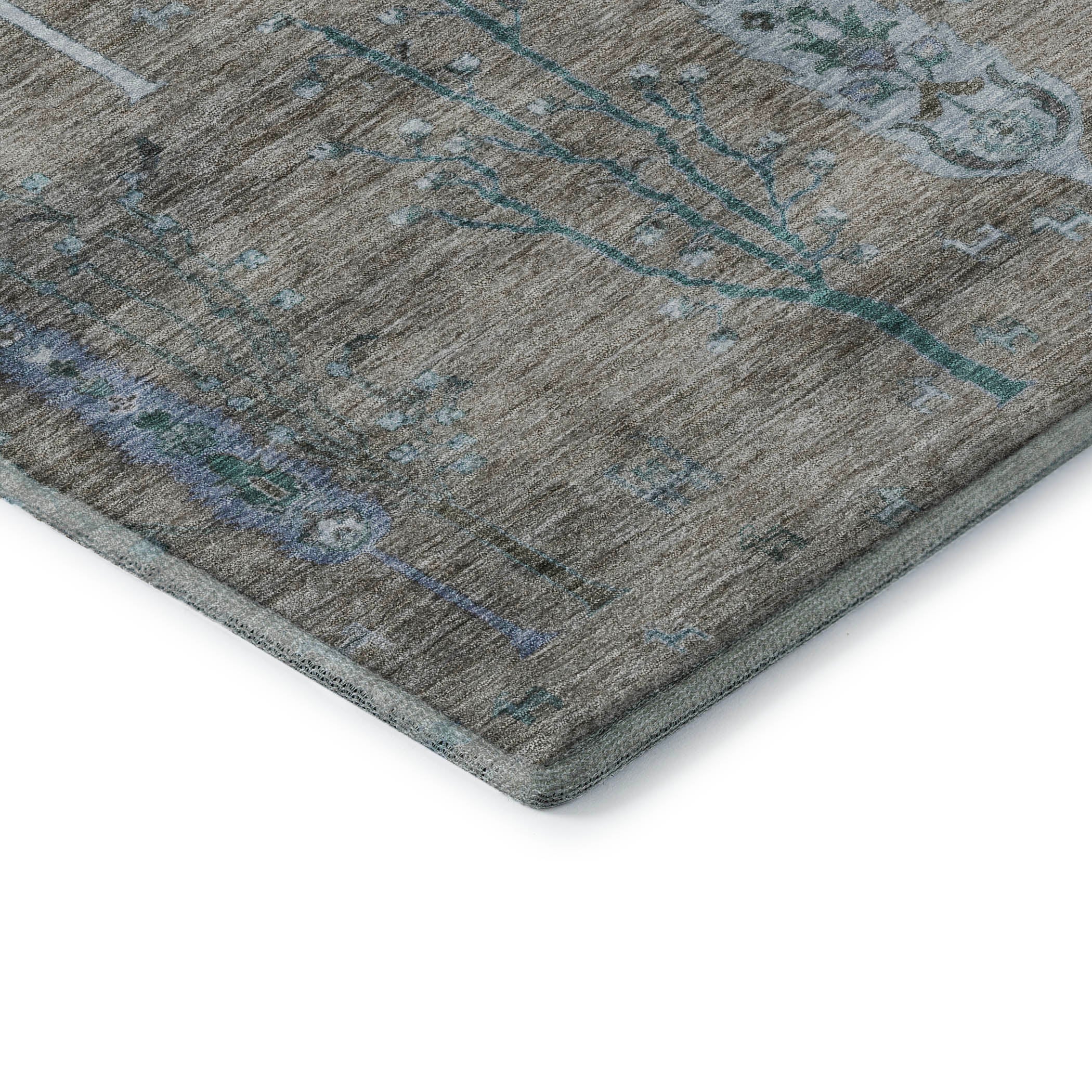 Antigua Machine Washable Transitional Brown Rug 1'8" x 2'6" #shape_Rectangle