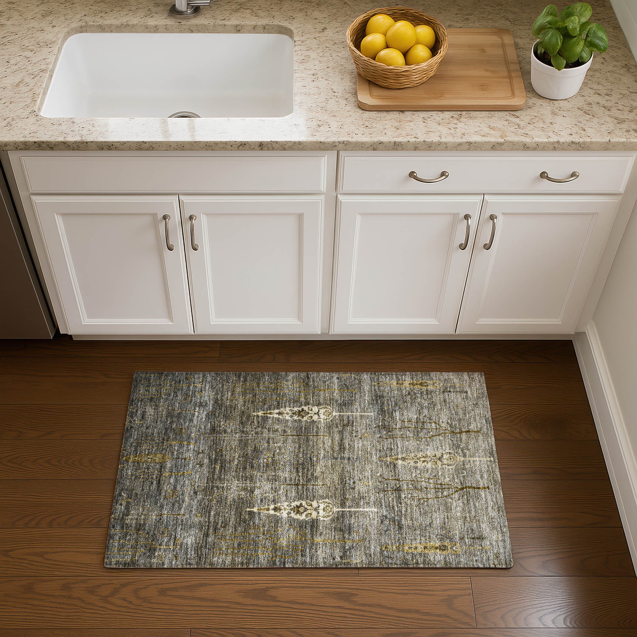 Antigua Machine Washable Transitional Pewter Gray Rug 1'8" x 2'6" #shape_Rectangle