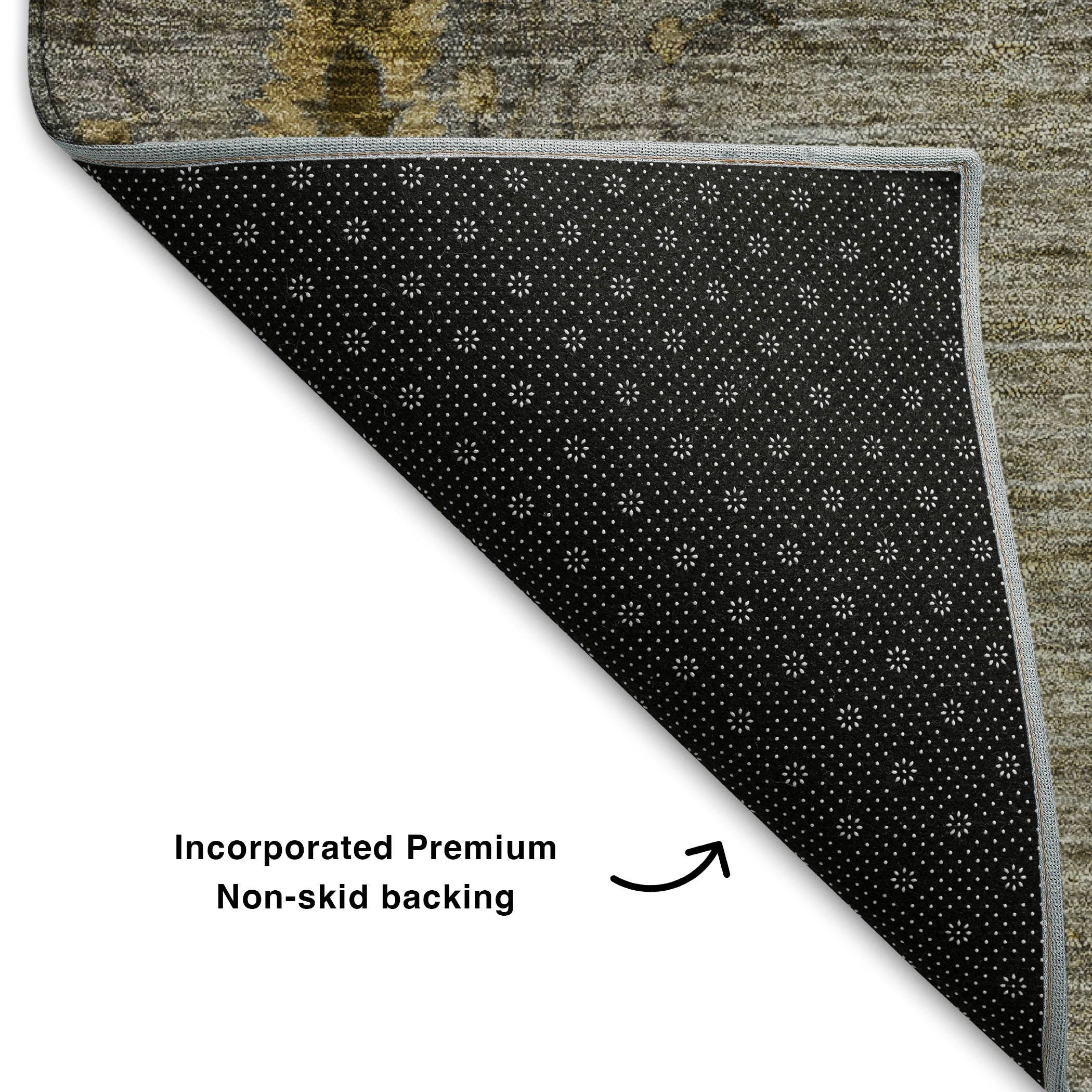 Antigua Machine Washable Transitional Pewter Gray Rug 1'8" x 2'6" #shape_Rectangle